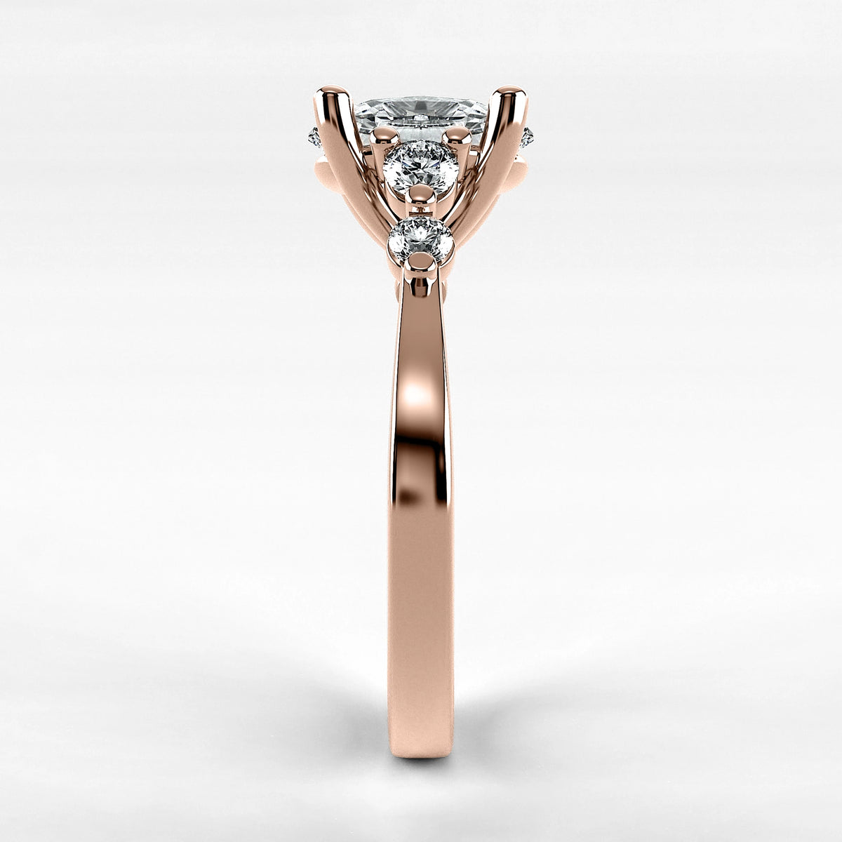 Anillo de Compromiso Constelación - Oval en oro rosa - vista 2