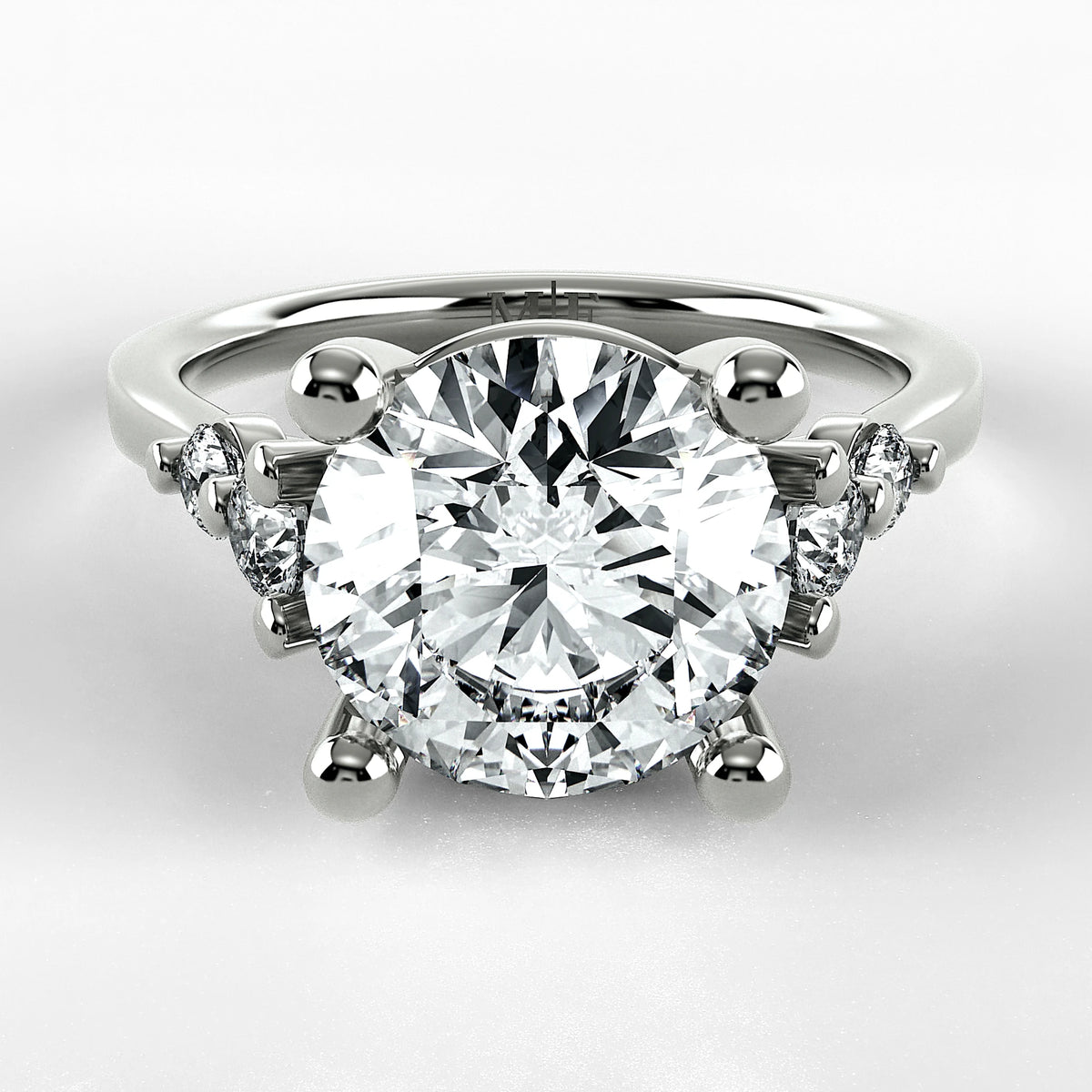 Anillo de Compromiso Constelación - Redondo en oro blanco - vista 1