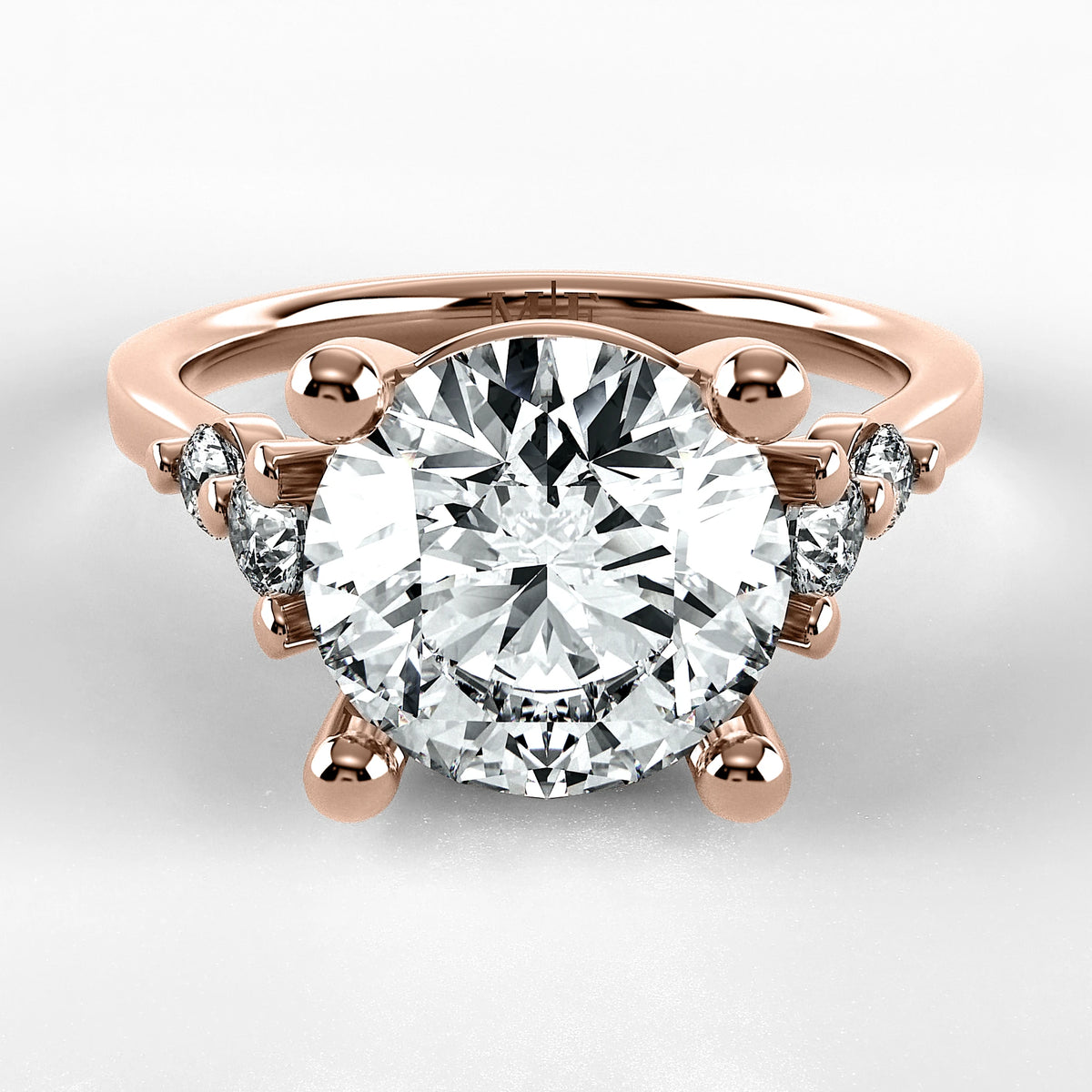 Anillo de Compromiso Constelación - Redondo en oro rosa - vista 1