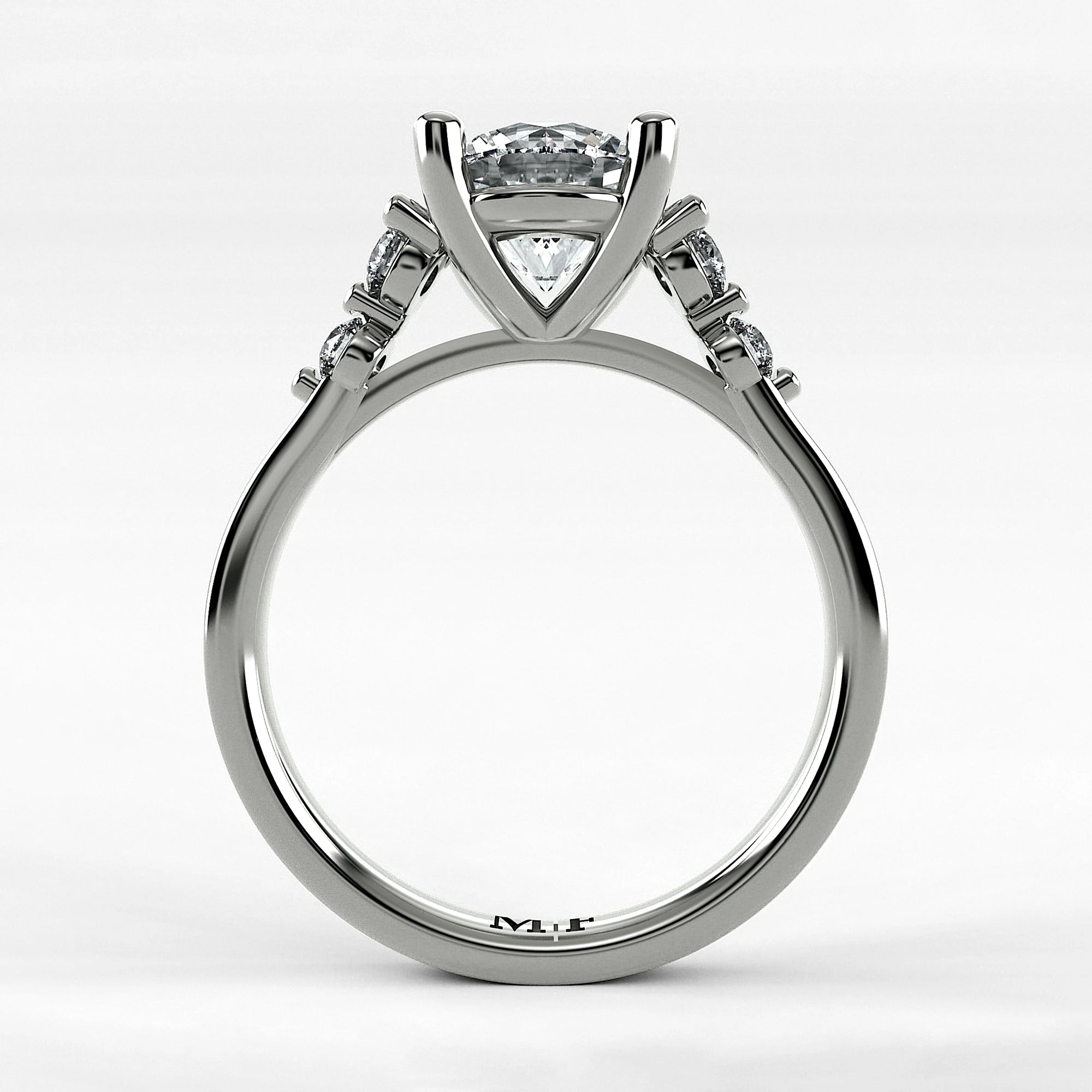 Anillo de Compromiso Constelación - Redondo en oro blanco - vista 3