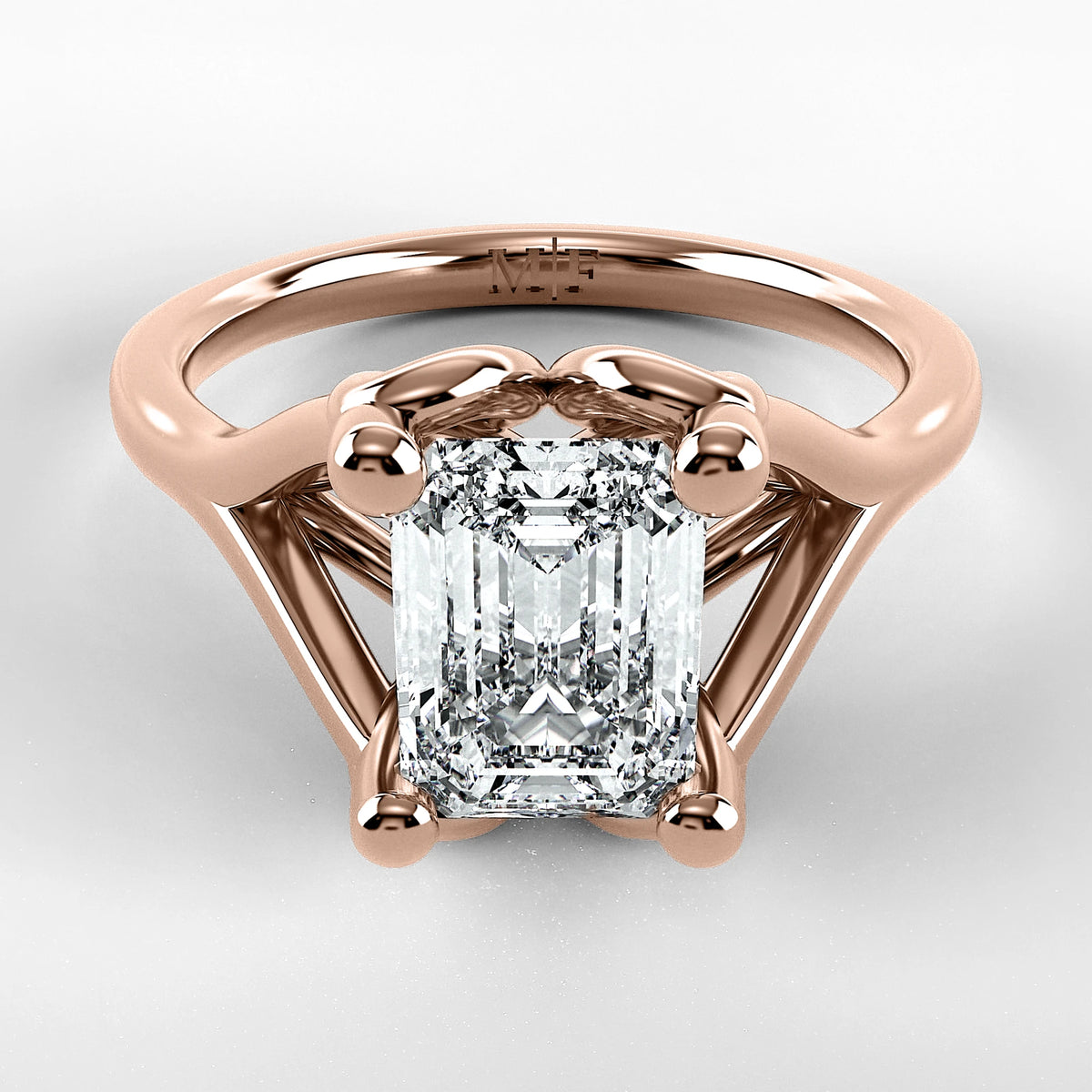 Anillo de Compromiso Apertura - Esmeralda en oro rosa - vista 1