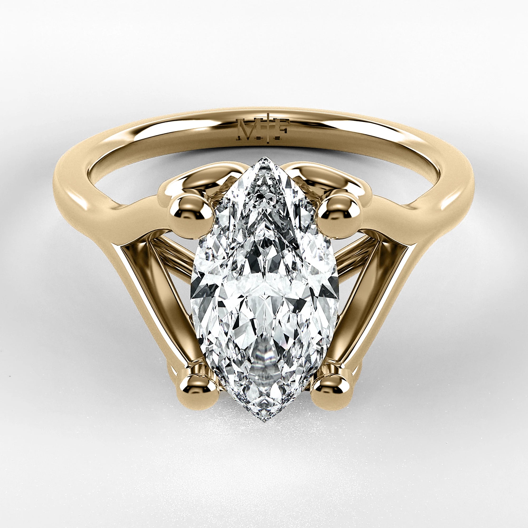 Anillo de Compromiso Apertura - Marquesa en oro amarillo - vista 1