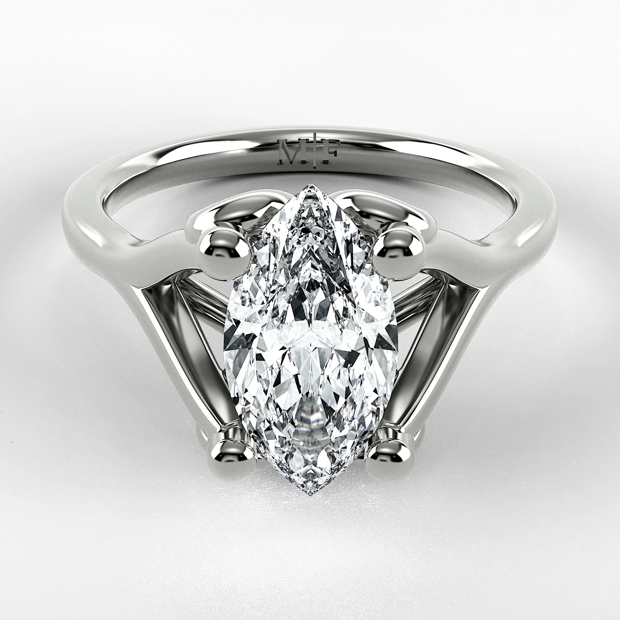 Anillo de Compromiso Apertura - Marquesa en oro blanco - vista 1