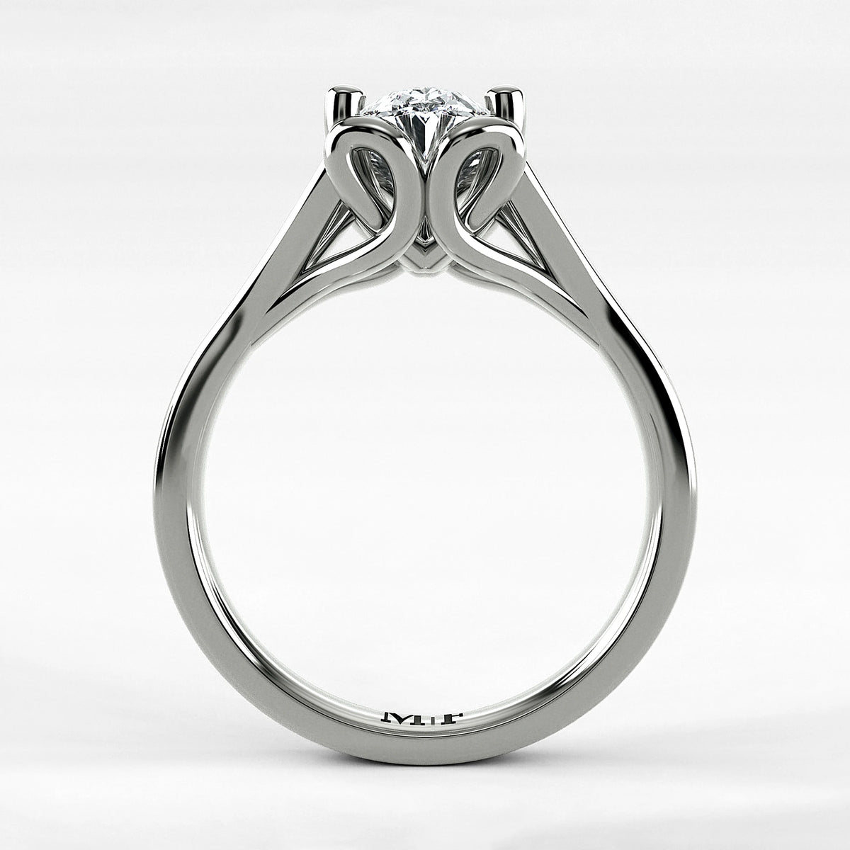Anillo de Compromiso Apertura - Oval en oro blanco - vista 3
