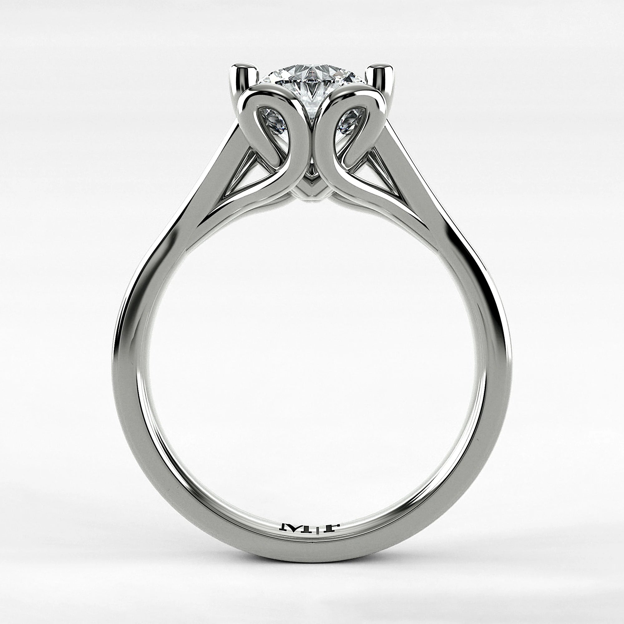 Anillo de Compromiso Apertura - Redondo en oro blanco - vista 3