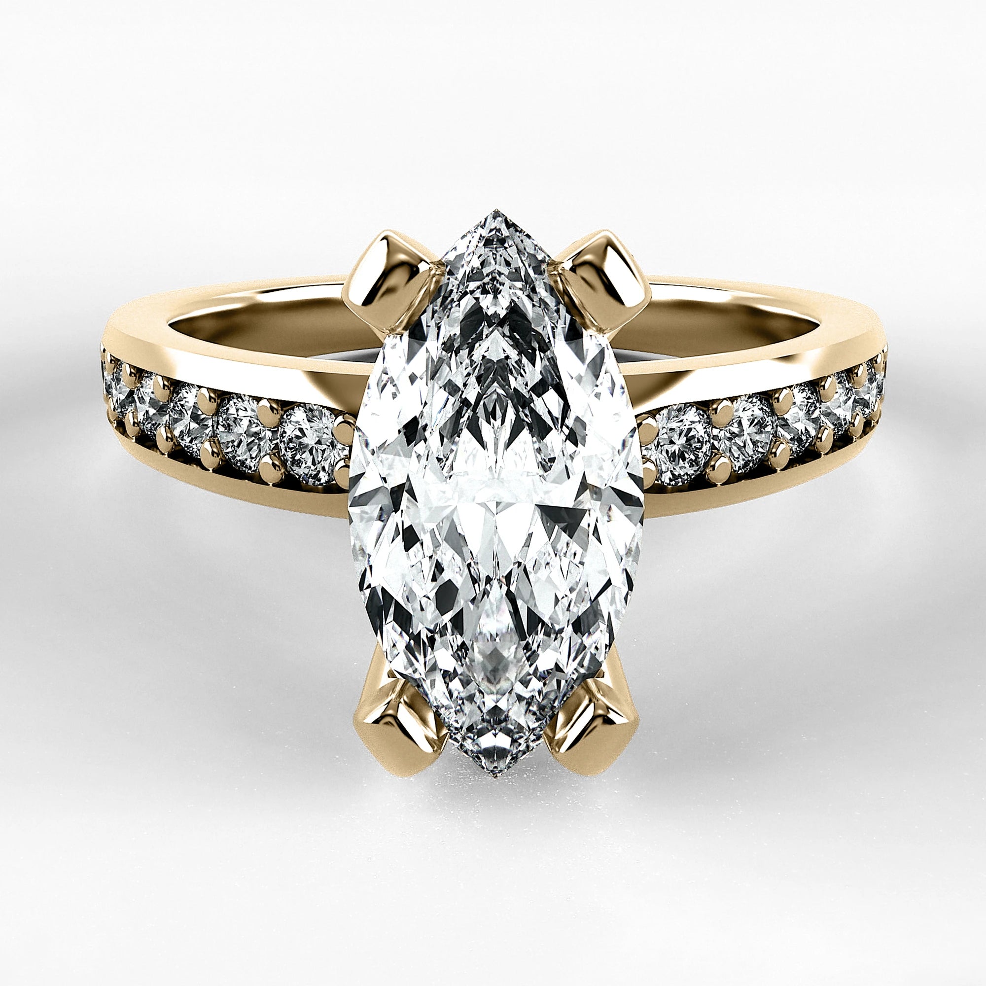 Anillo de Compromiso Pulso - Marquesa en oro amarillo - vista 1