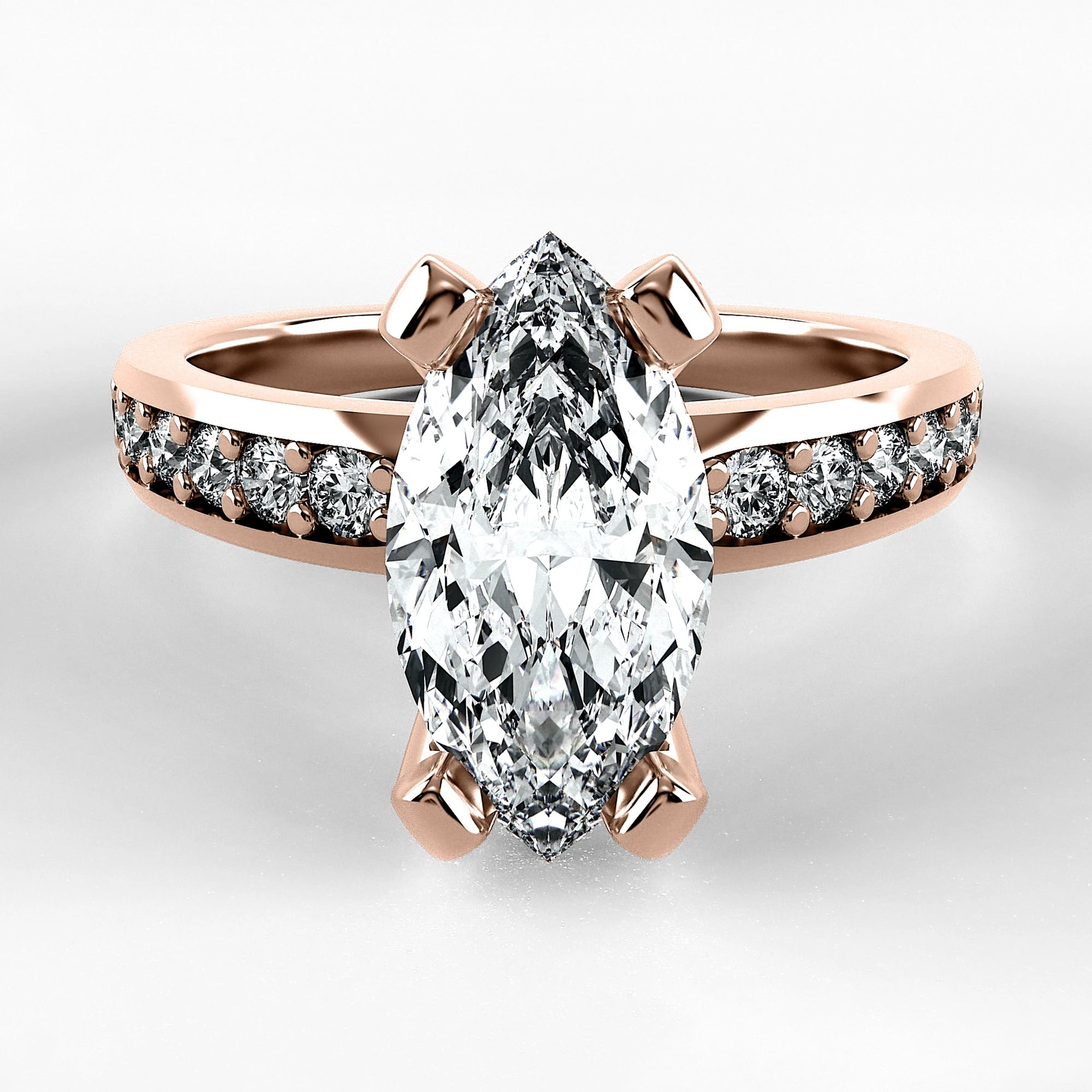 Anillo de Compromiso Pulso - Marquesa en oro rosa - vista 1
