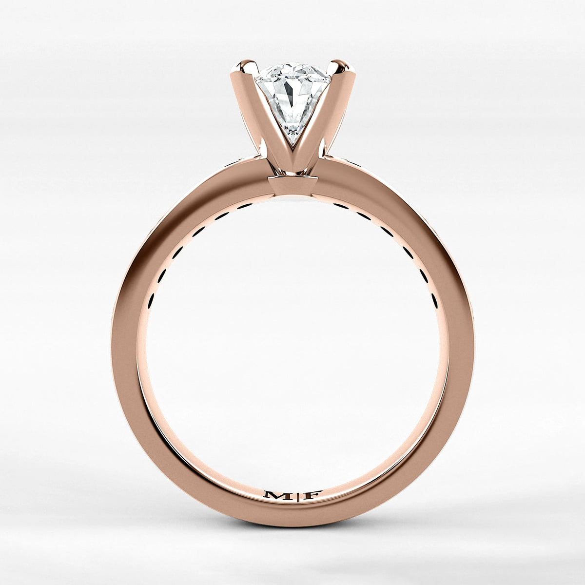 Anillo de Compromiso Pulso - Oval en oro rosa - vista 3