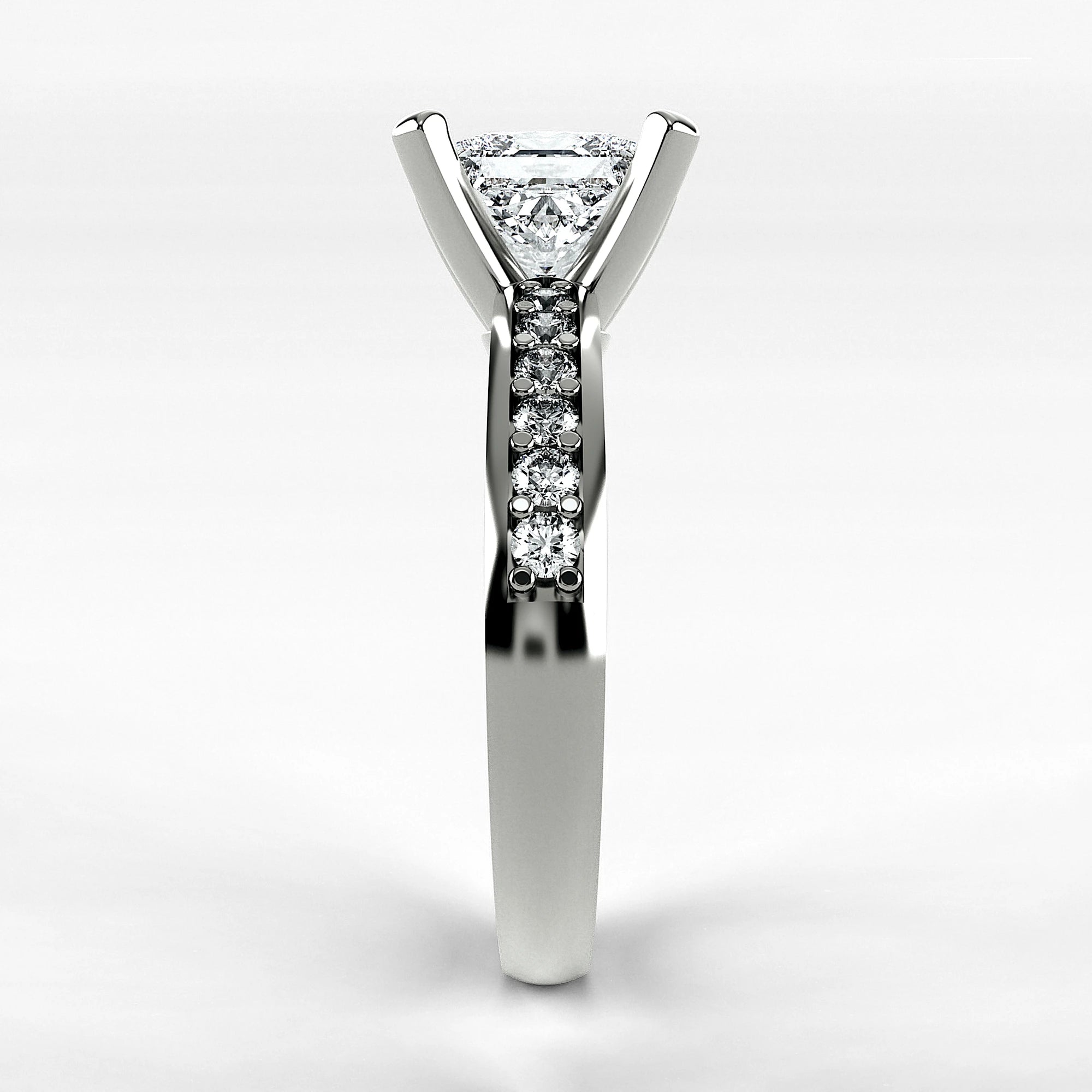 Anillo de Compromiso Pulso - Princess en oro blanco - vista 2