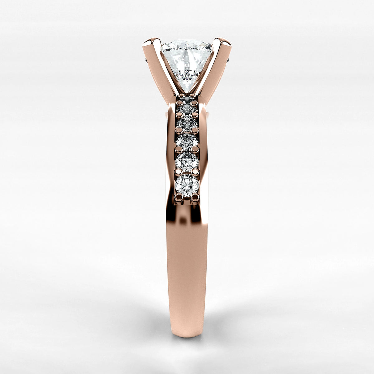 Anillo de Compromiso Pulso - Redondo en oro rosa - vista 2