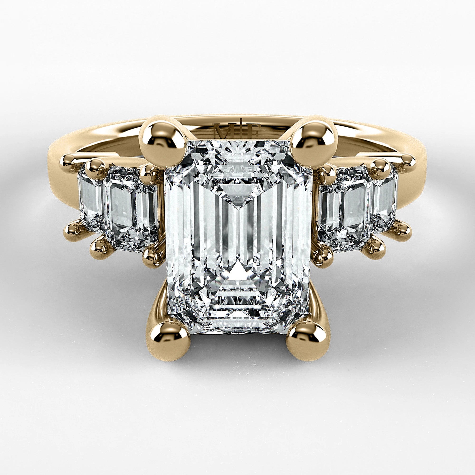 Anillo de Compromiso Eje - Esmeralda en oro amarillo - vista 1