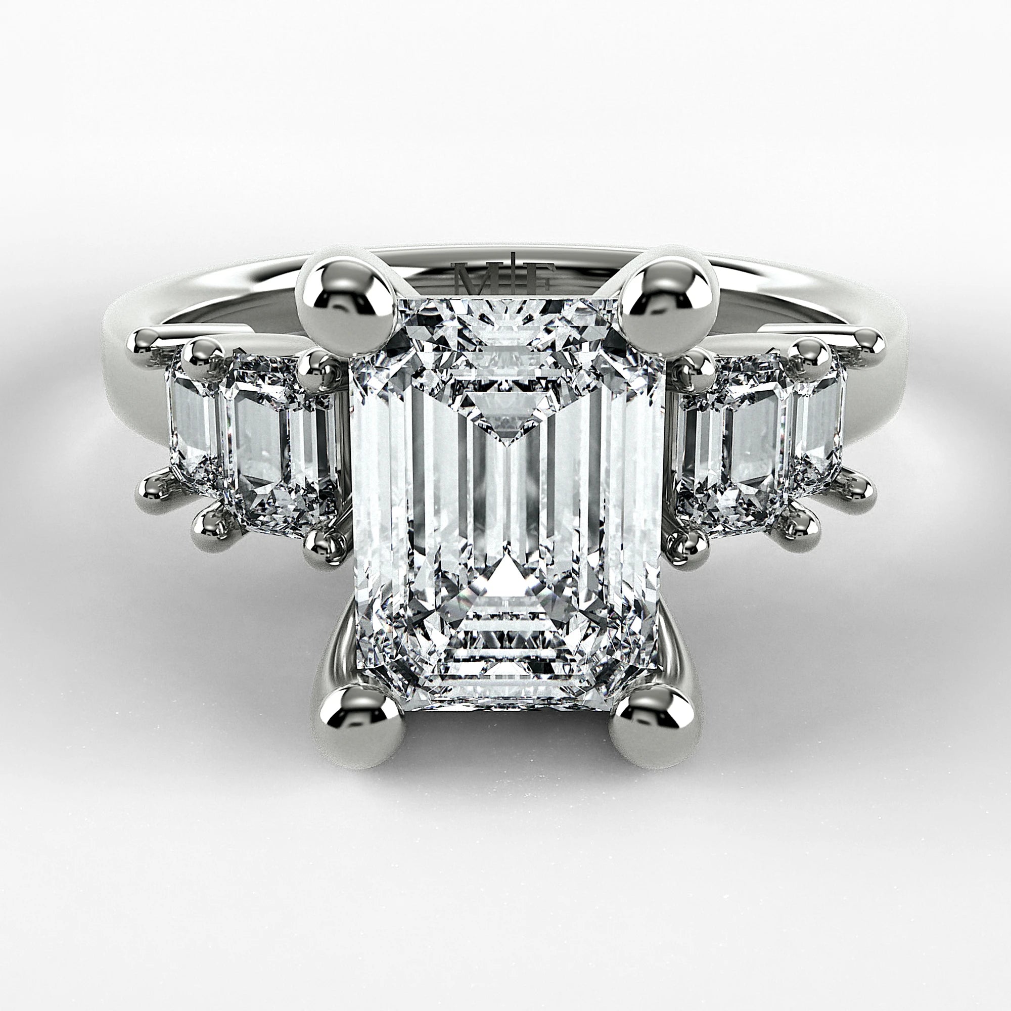 Anillo de Compromiso Eje - Esmeralda en oro blanco - vista 1
