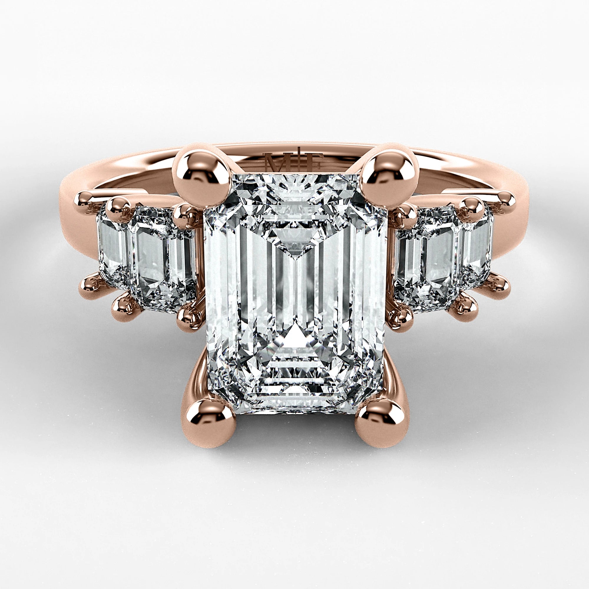 Anillo de Compromiso Eje - Esmeralda en oro rosa - vista 1