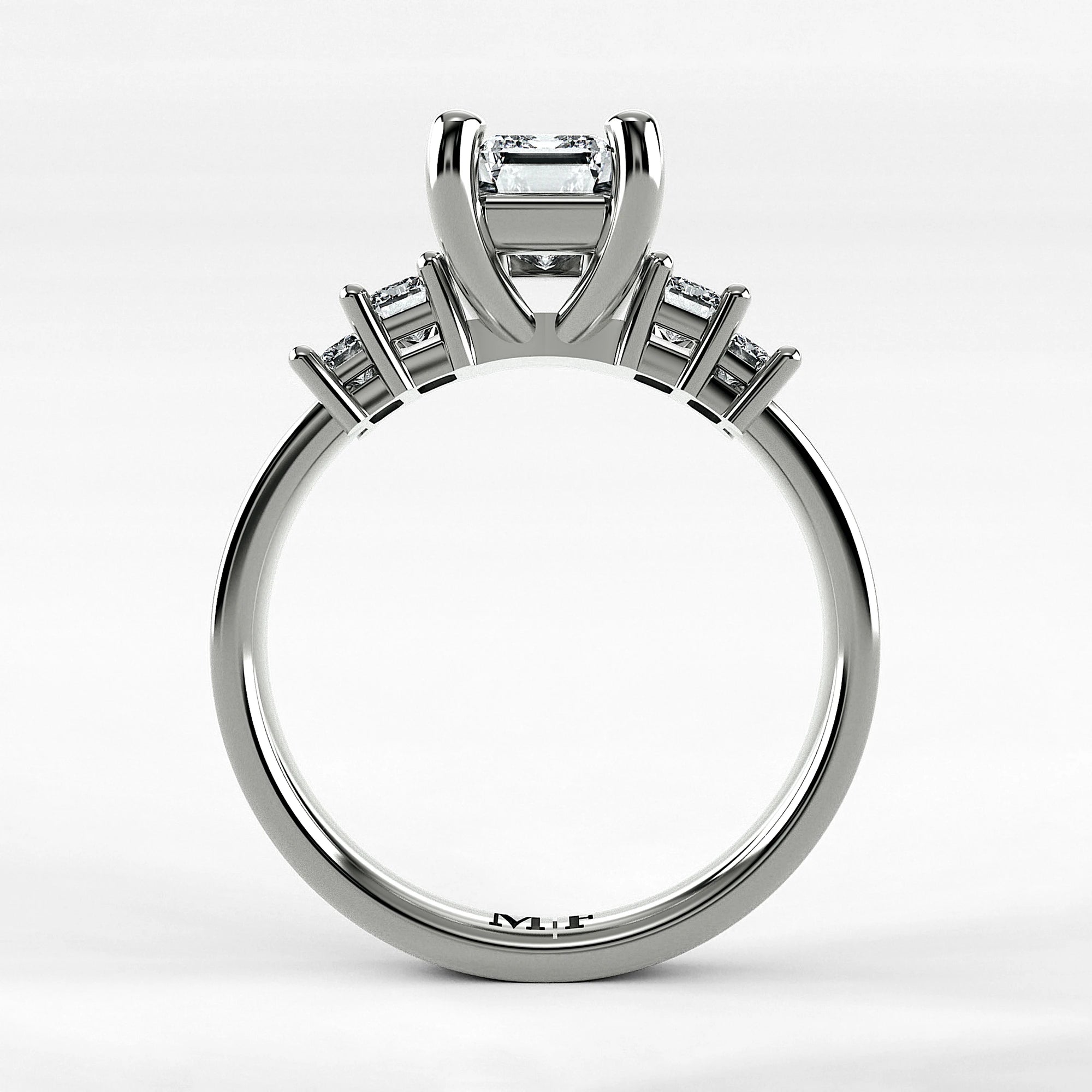 Anillo de Compromiso Eje - Esmeralda en oro blanco - vista 3