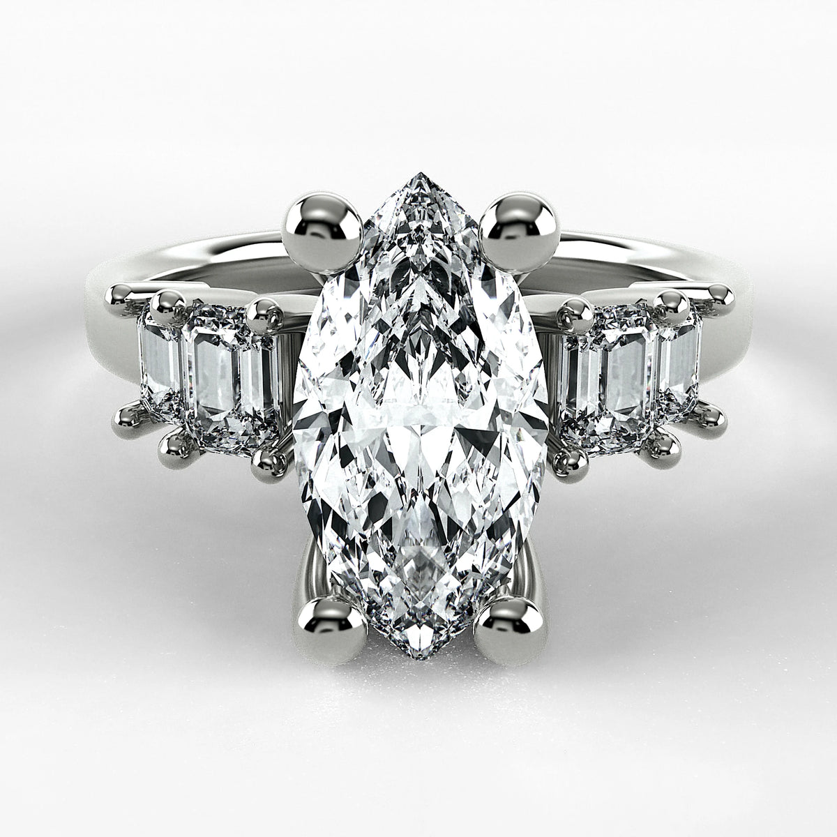 Anillo de Compromiso Eje - Marquesa en oro blanco - vista 1