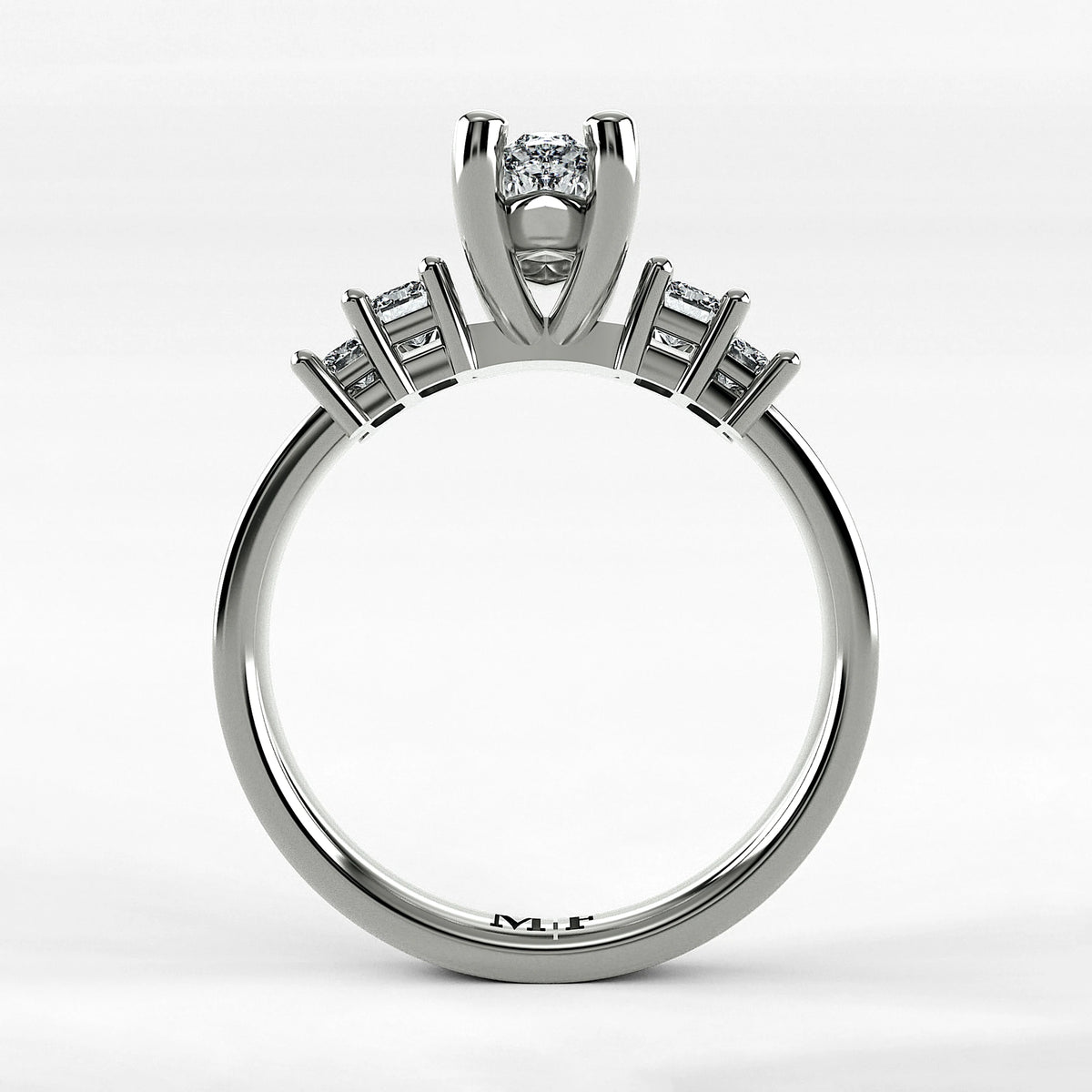 Anillo de Compromiso Eje - Marquesa en oro blanco - vista 3