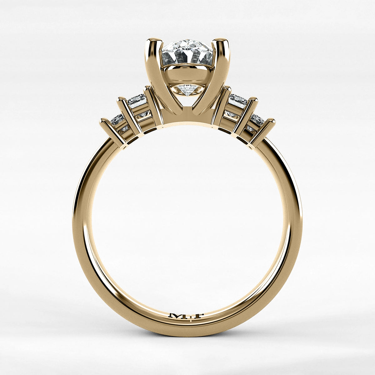Anillo de Compromiso Eje - Oval en oro amarillo - vista 3
