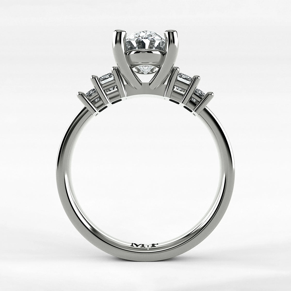 Anillo de Compromiso Eje - Oval en oro blanco - vista 3
