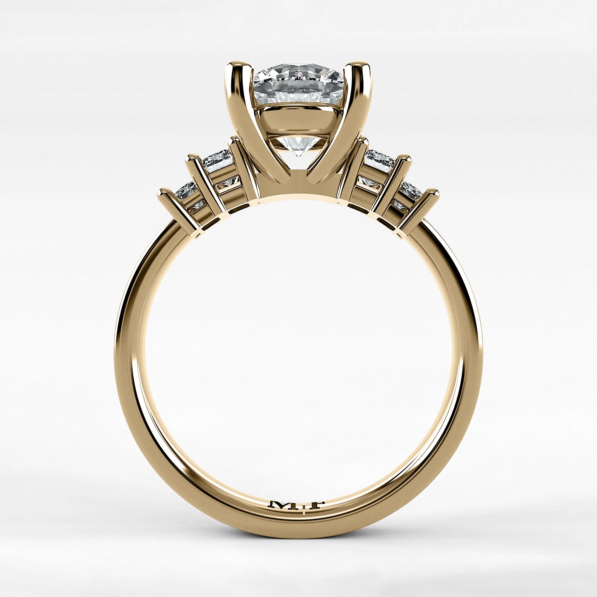 Anillo de Compromiso Eje - Redondo en oro amarillo - vista 3