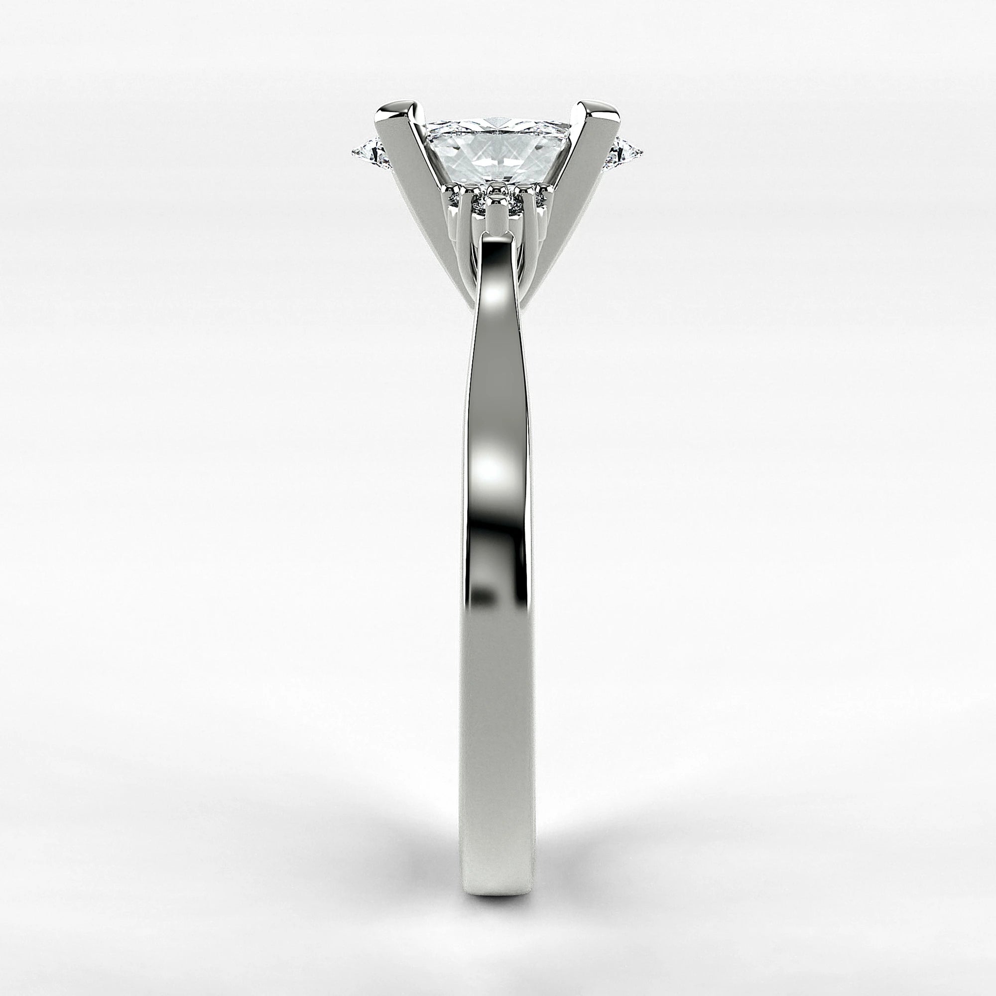Anillo de Compromiso Ondular - Marquesa en oro blanco - vista 2
