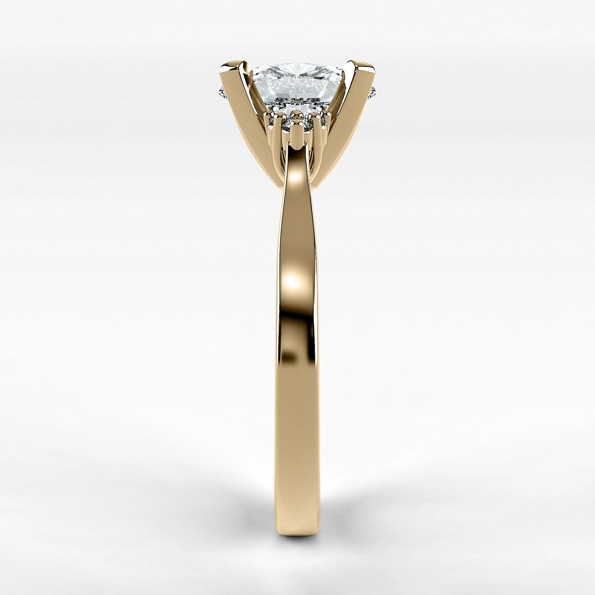 Anillo de Compromiso Ondular - Oval en oro amarillo - vista 2