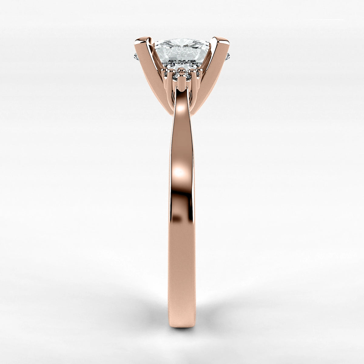 Anillo de Compromiso Ondular - Oval en oro rosa - vista 2