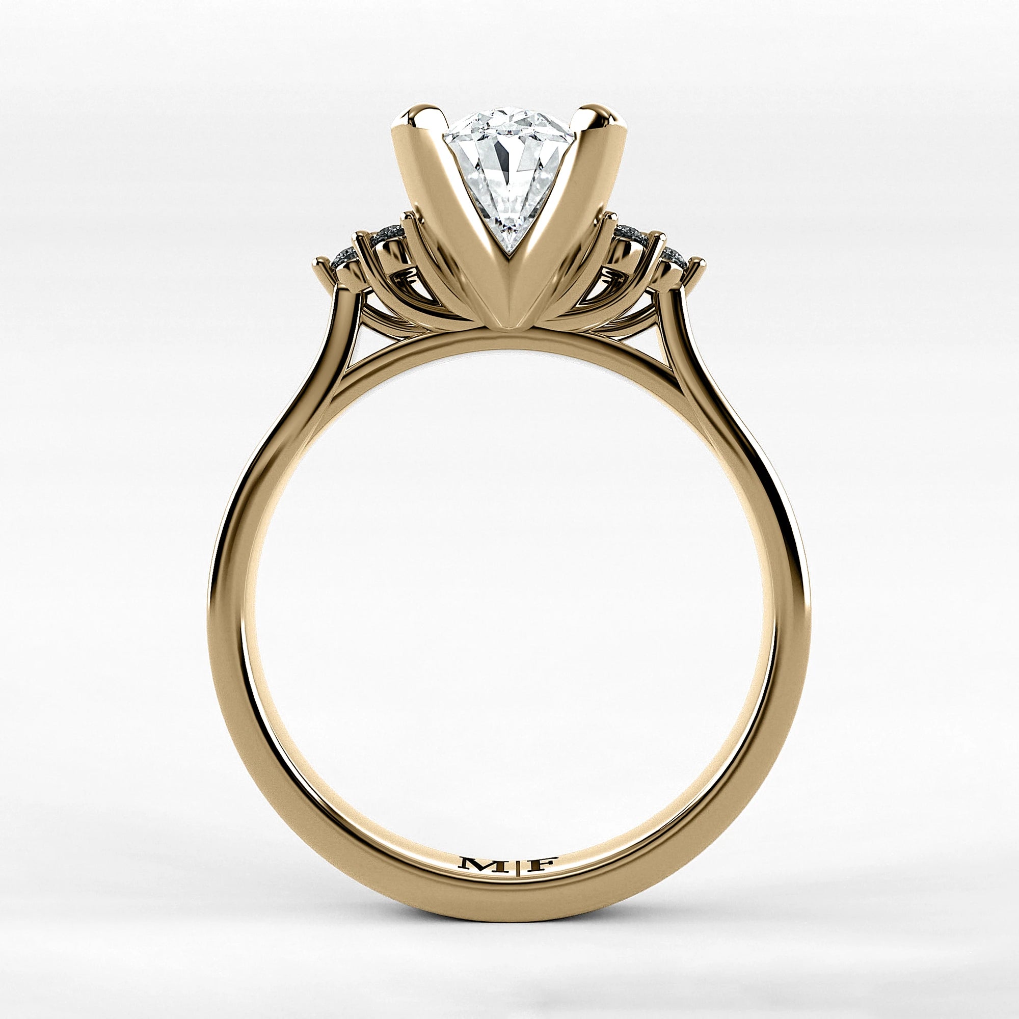 Anillo de Compromiso Ondular - Oval en oro amarillo - vista 3