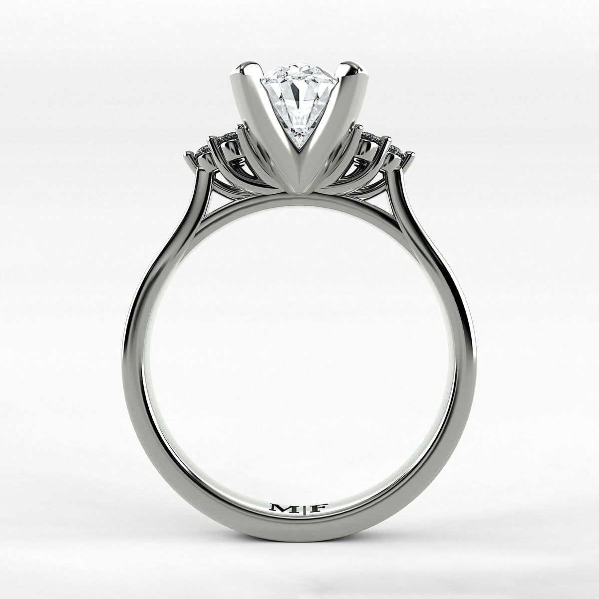 Anillo de Compromiso Ondular - Oval en oro blanco - vista 3