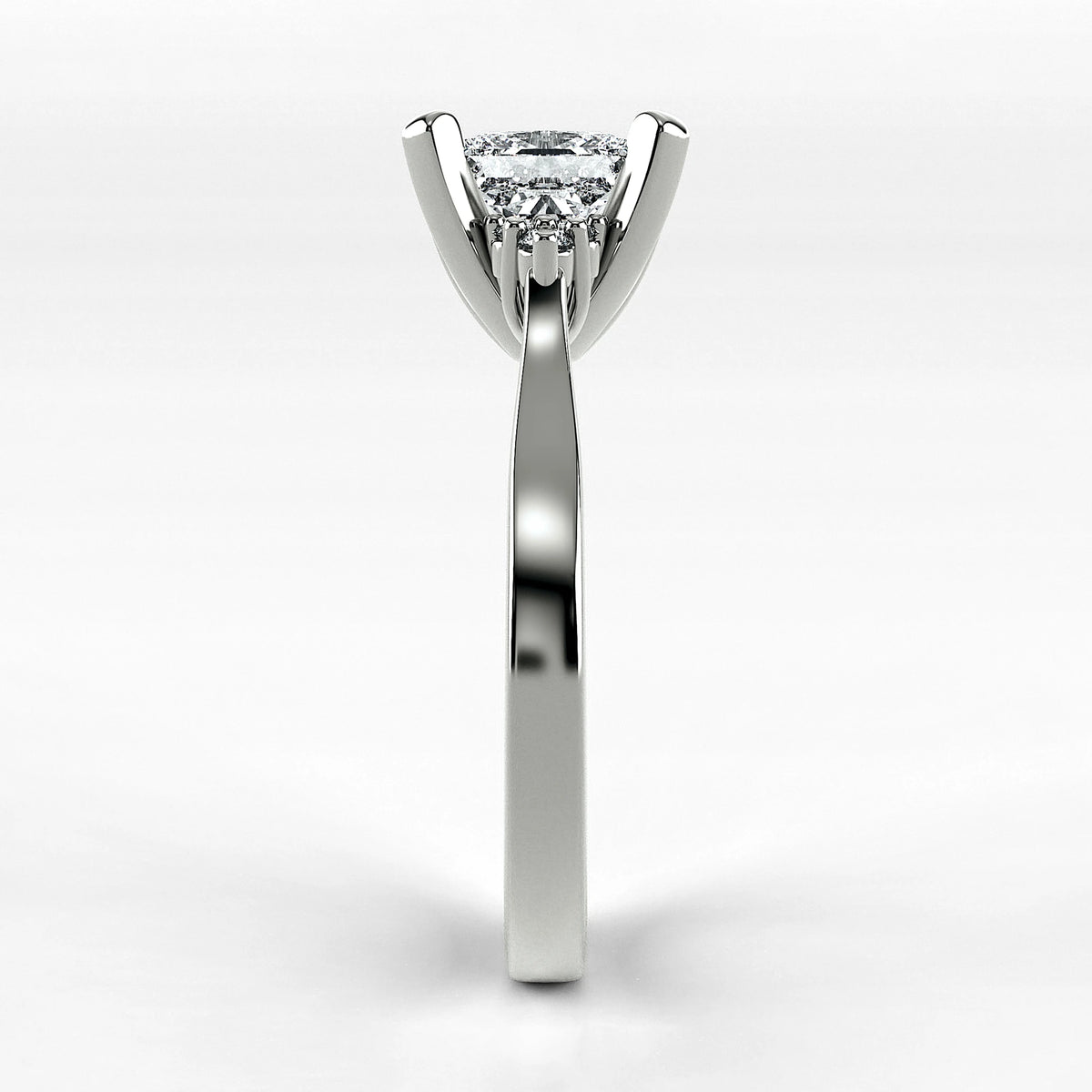 Anillo de Compromiso Ondular - Princess en oro blanco - vista 2