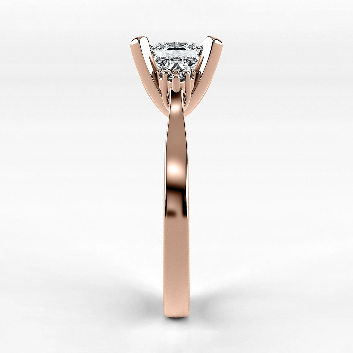 Anillo de Compromiso Ondular - Princess en oro rosa - vista 2