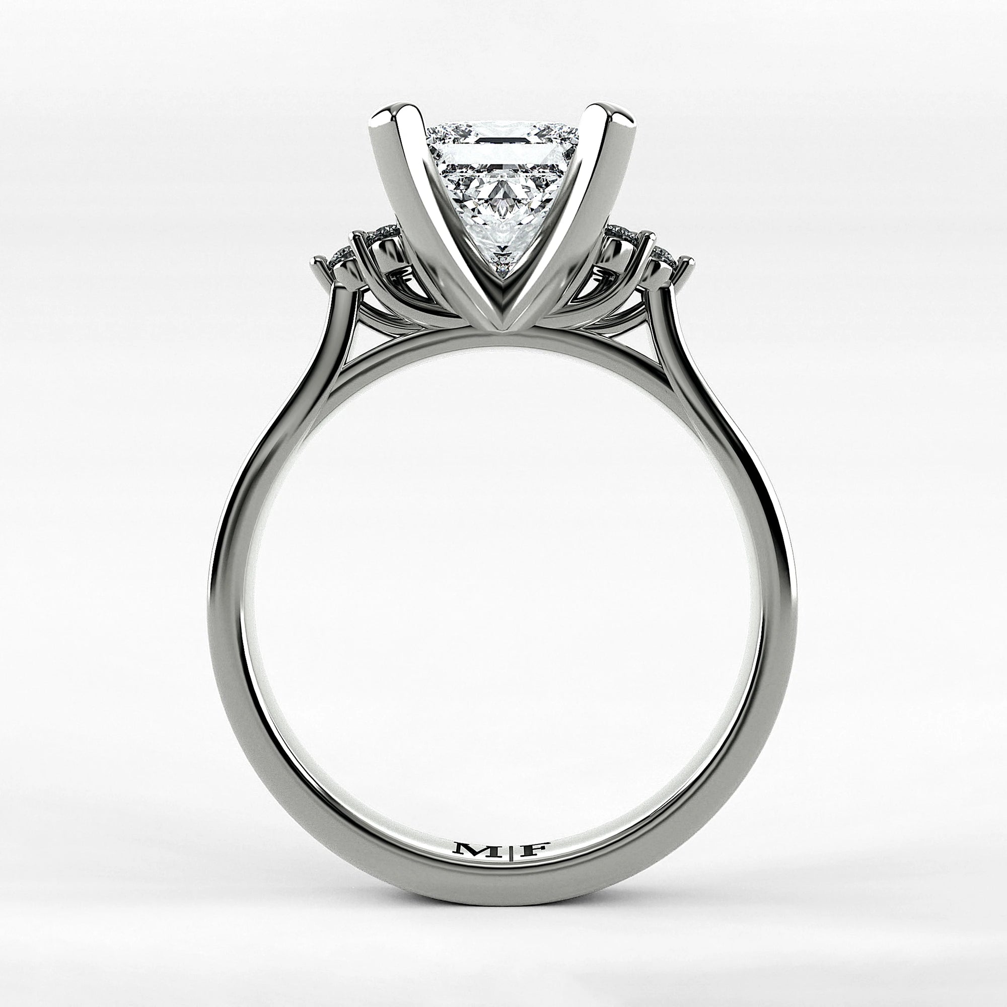 Anillo de Compromiso Ondular - Princess en oro blanco - vista 3