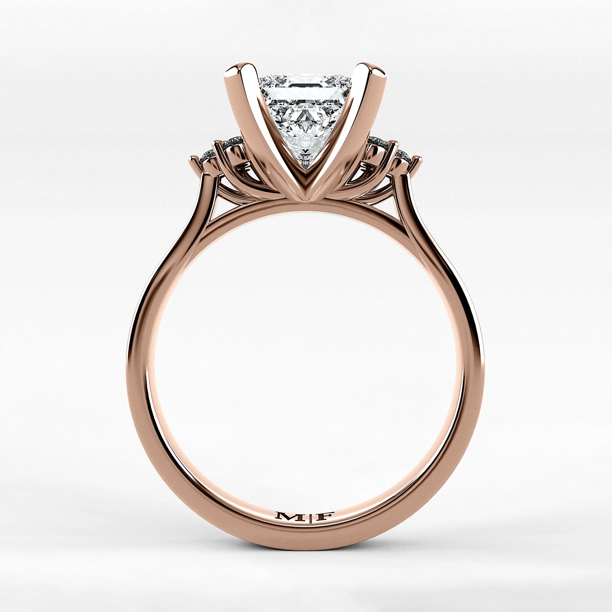 Anillo de Compromiso Ondular - Princess en oro rosa - vista 3