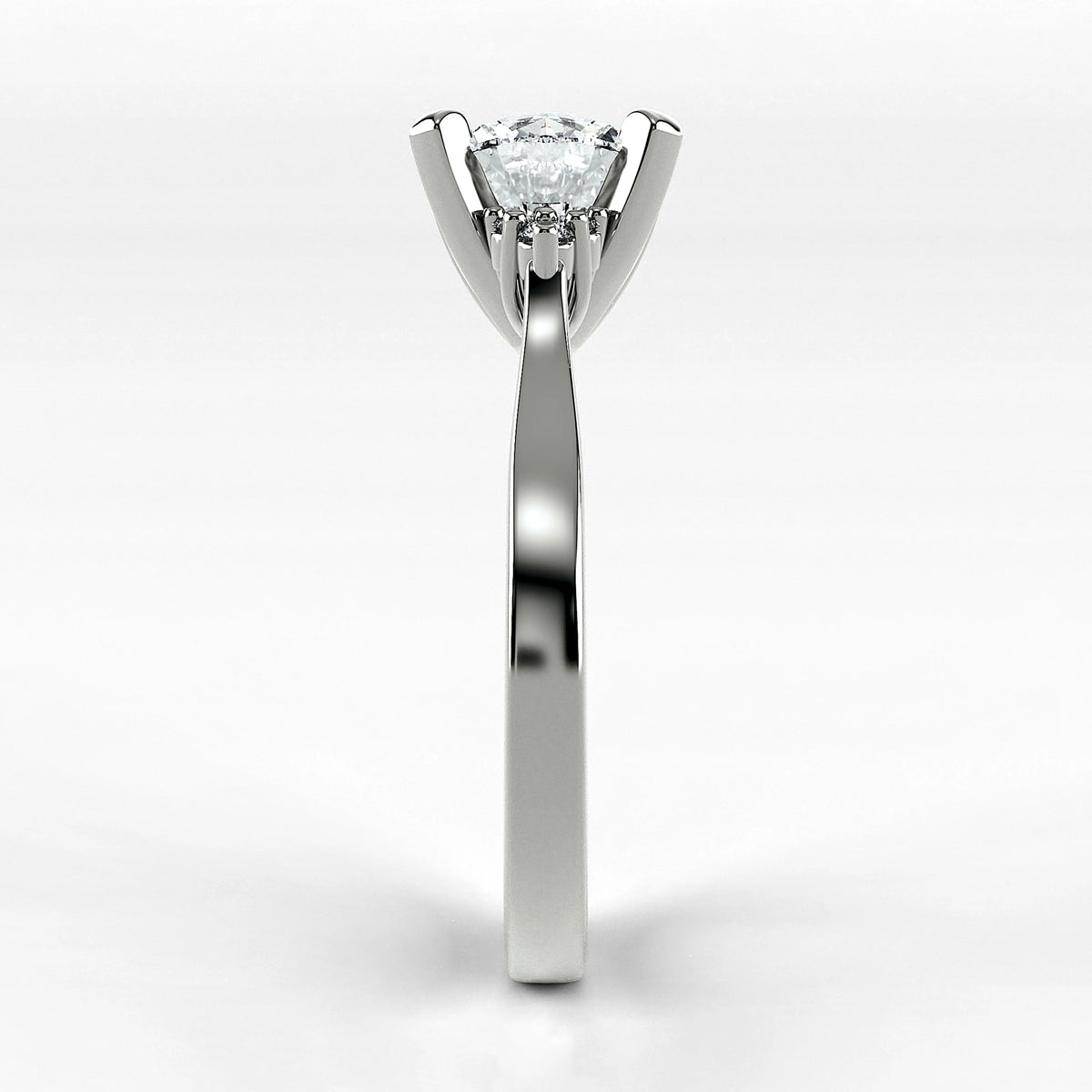 Anillo de Compromiso Ondular - Redondo en oro blanco - vista 2