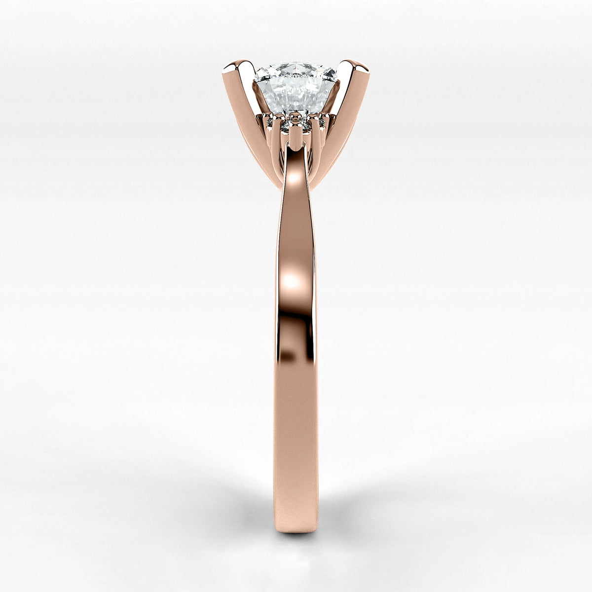 Anillo de Compromiso Ondular - Redondo en oro rosa - vista 2