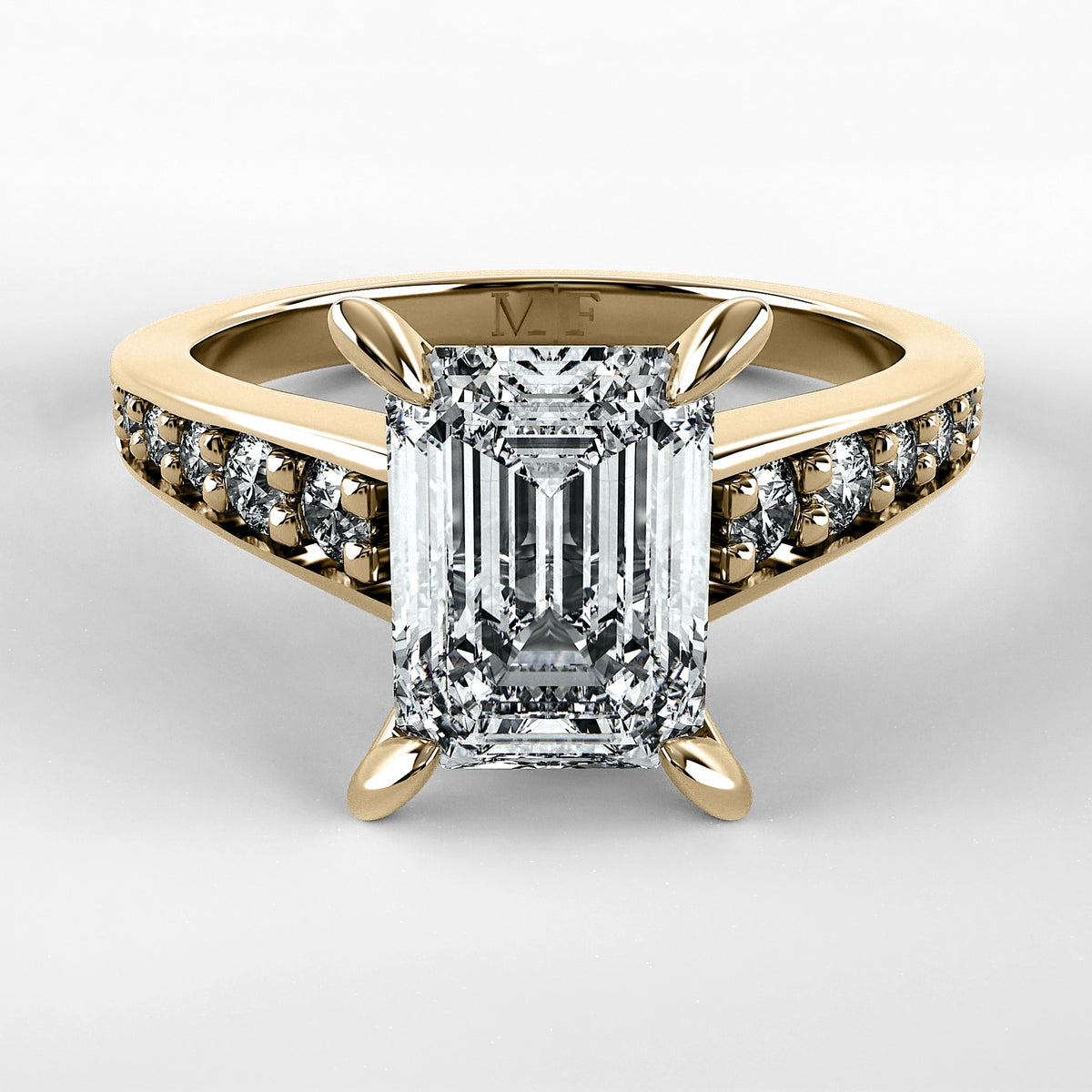 Anillo de Compromiso Trazo - Esmeralda en oro amarillo - vista 1