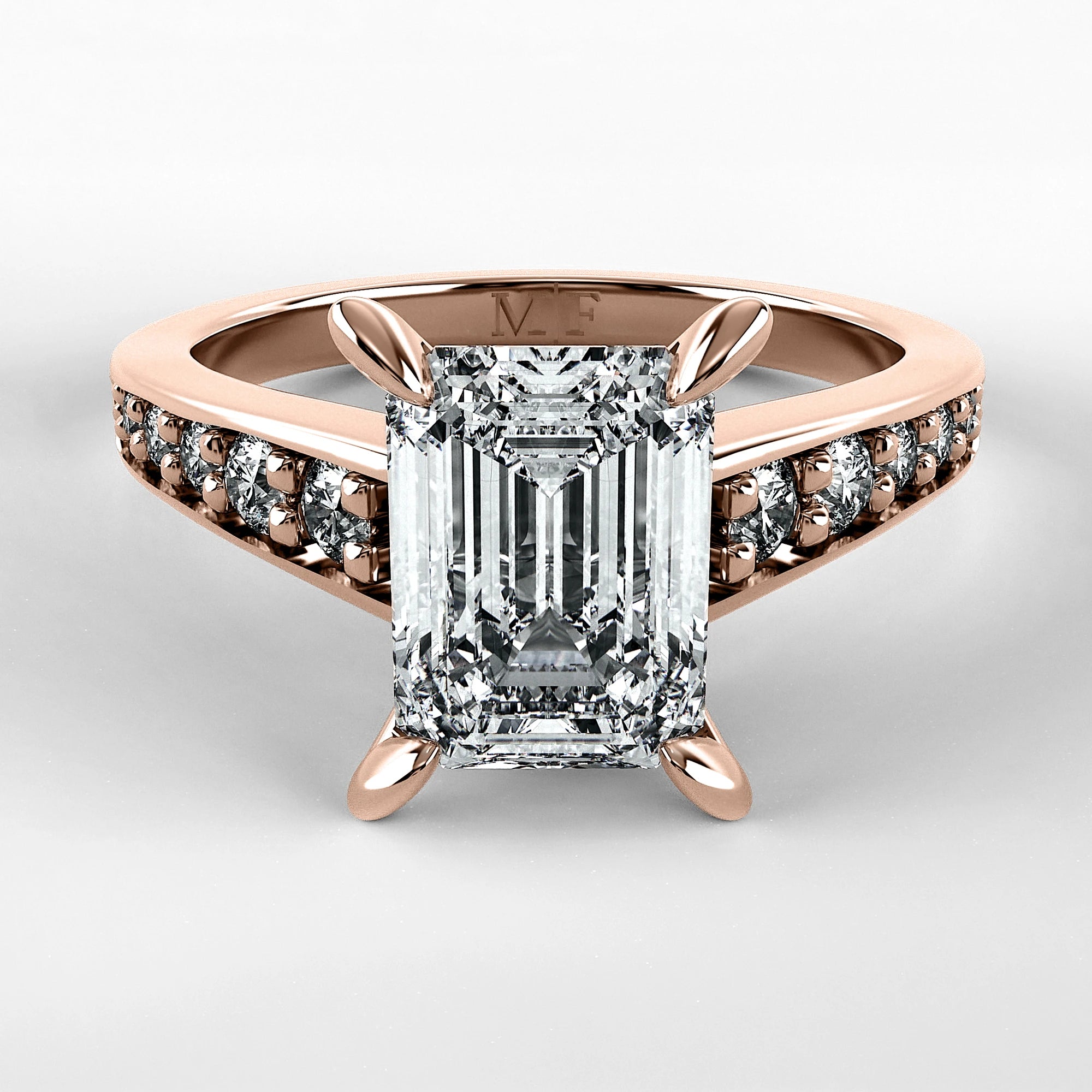 Anillo de Compromiso Trazo - Esmeralda en oro rosa - vista 1