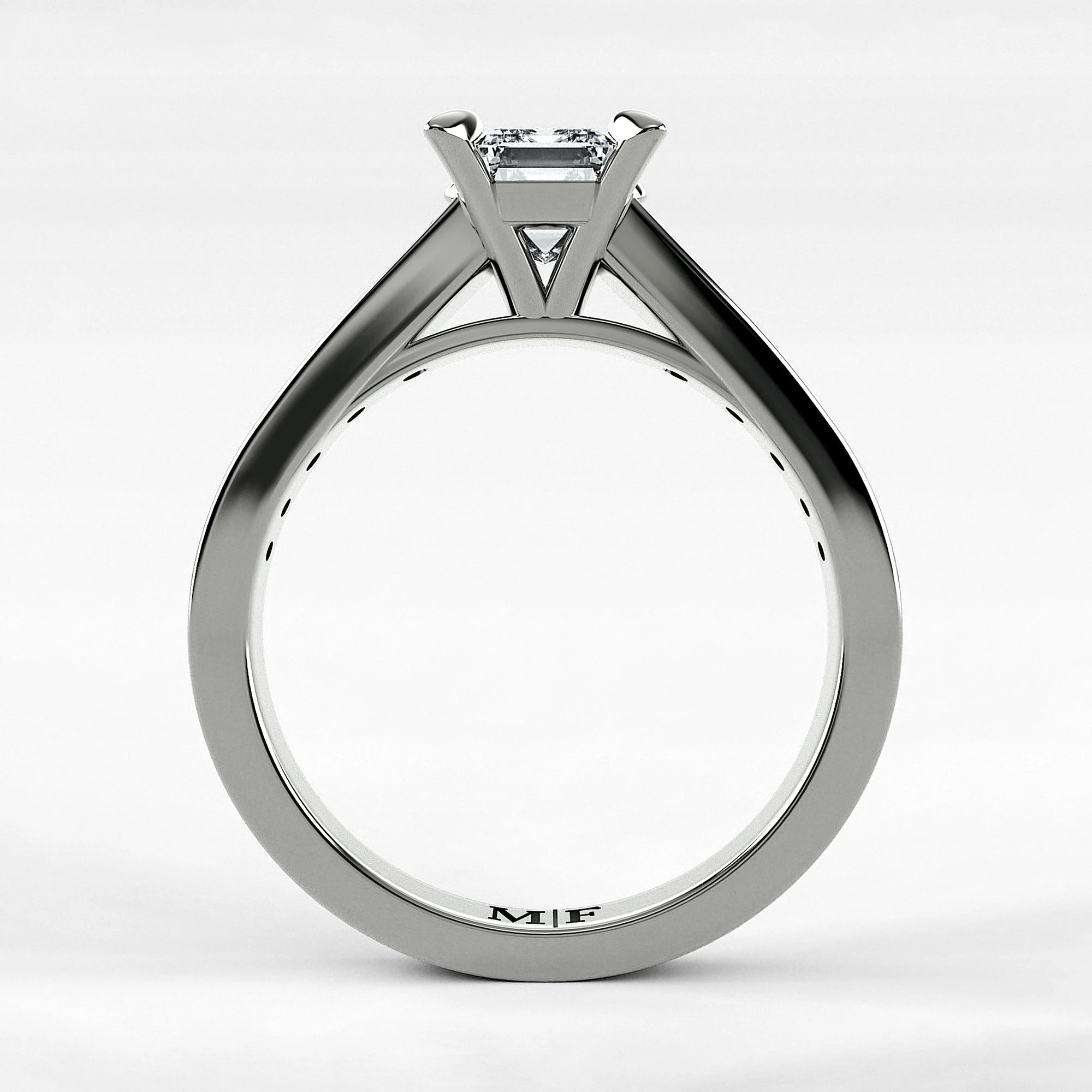 Anillo de Compromiso Trazo - Esmeralda en oro blanco - vista 3