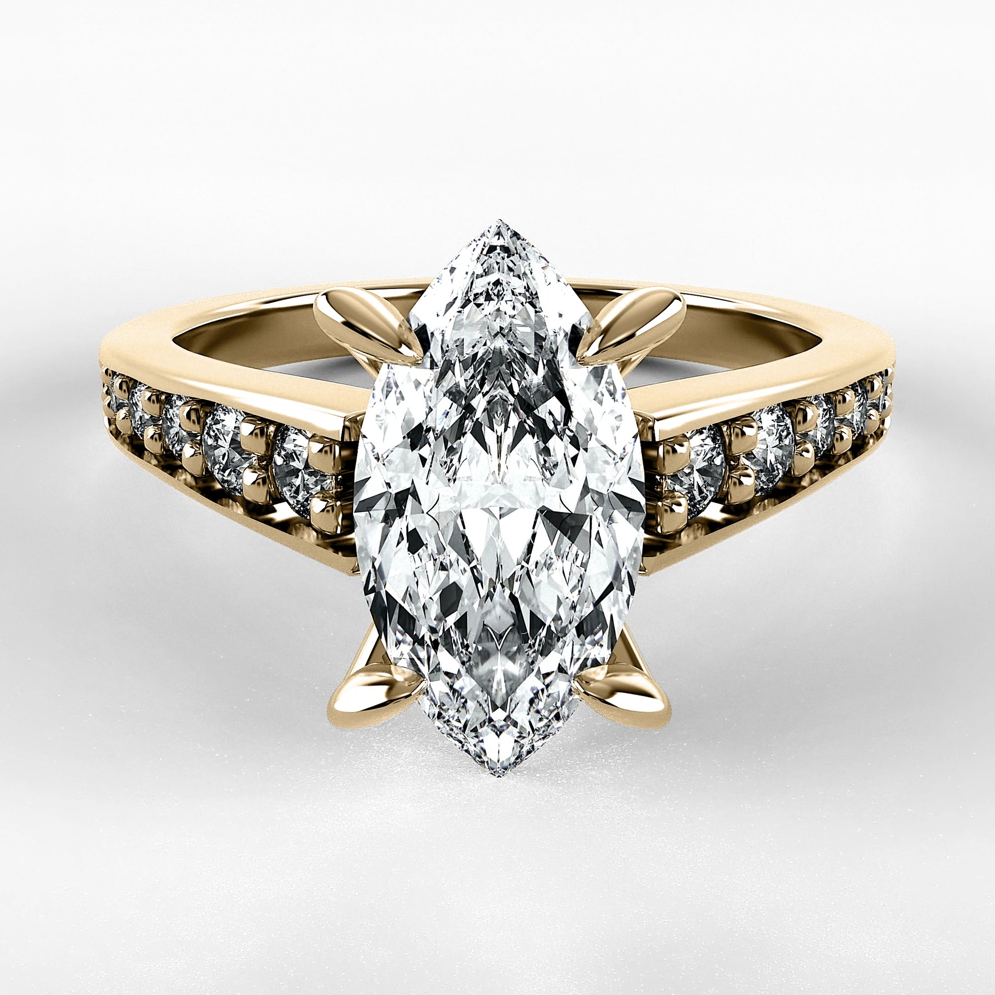 Anillo de Compromiso Trazo - Marquesa en oro amarillo - vista 1