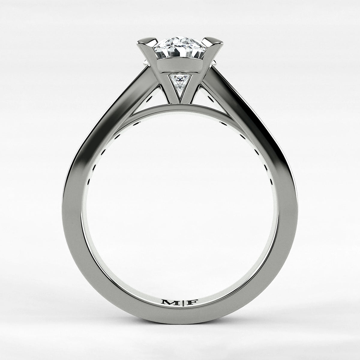 Anillo de Compromiso Trazo - Oval en oro blanco - vista 3