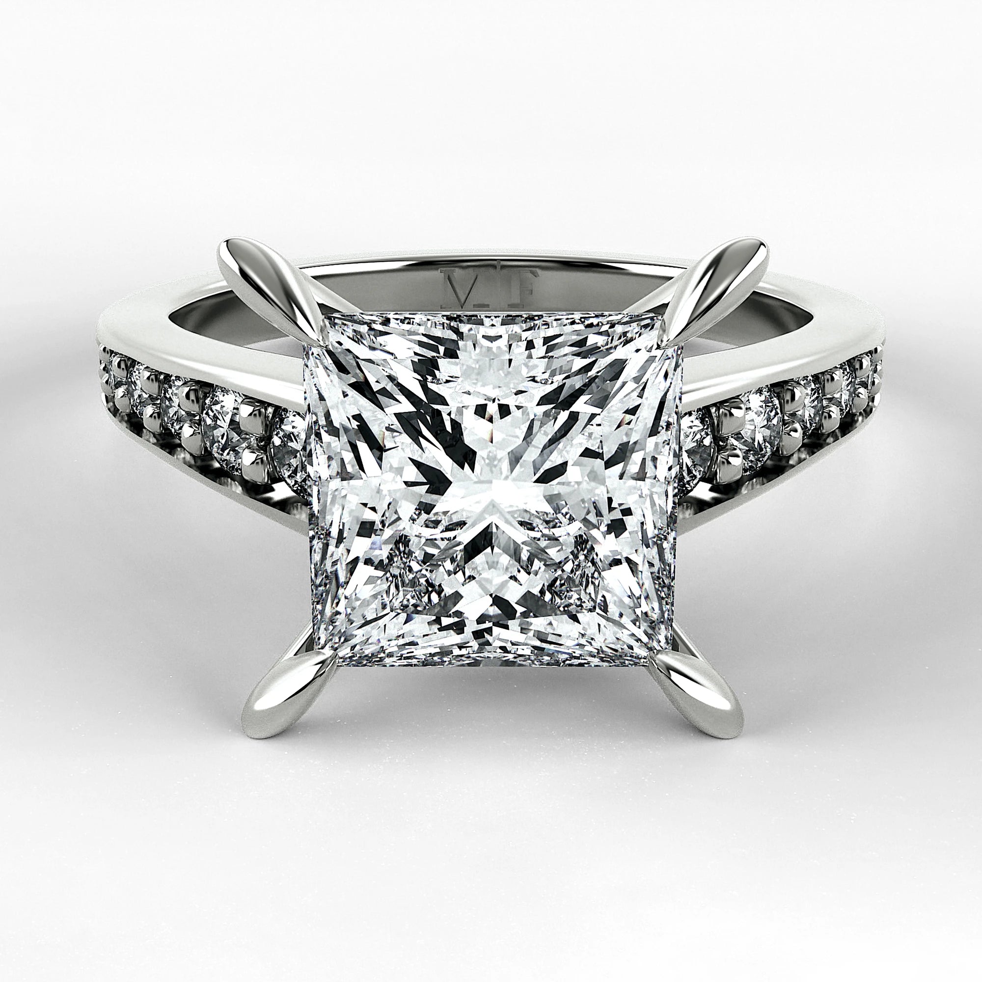 Anillo de Compromiso Trazo - Princess en oro blanco - vista 1