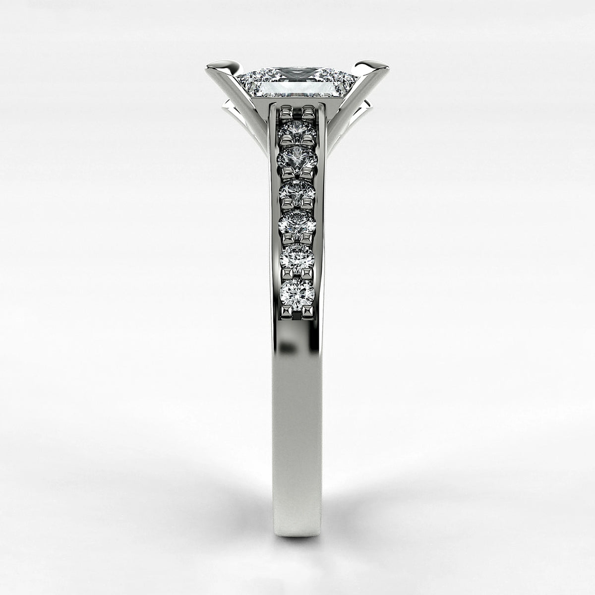 Anillo de Compromiso Trazo - Princess en oro blanco - vista 2