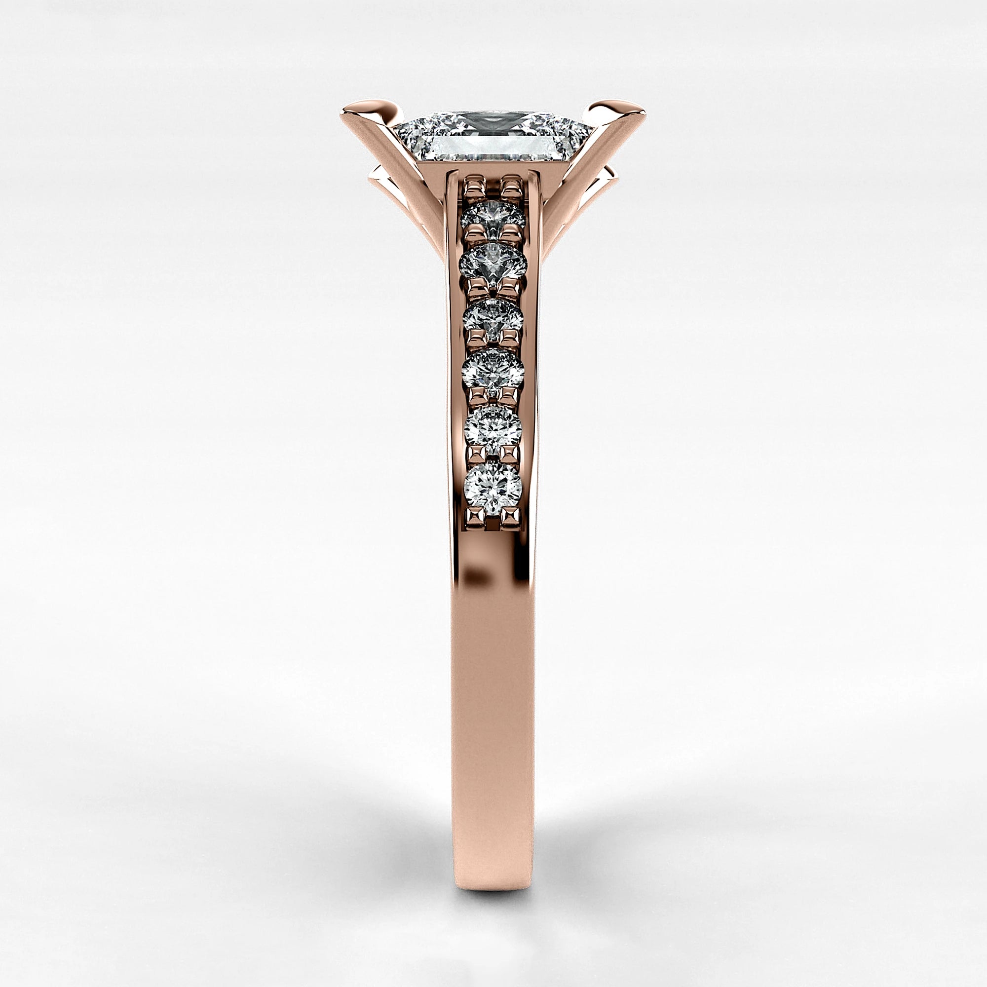 Anillo de Compromiso Trazo - Princess en oro rosa - vista 2