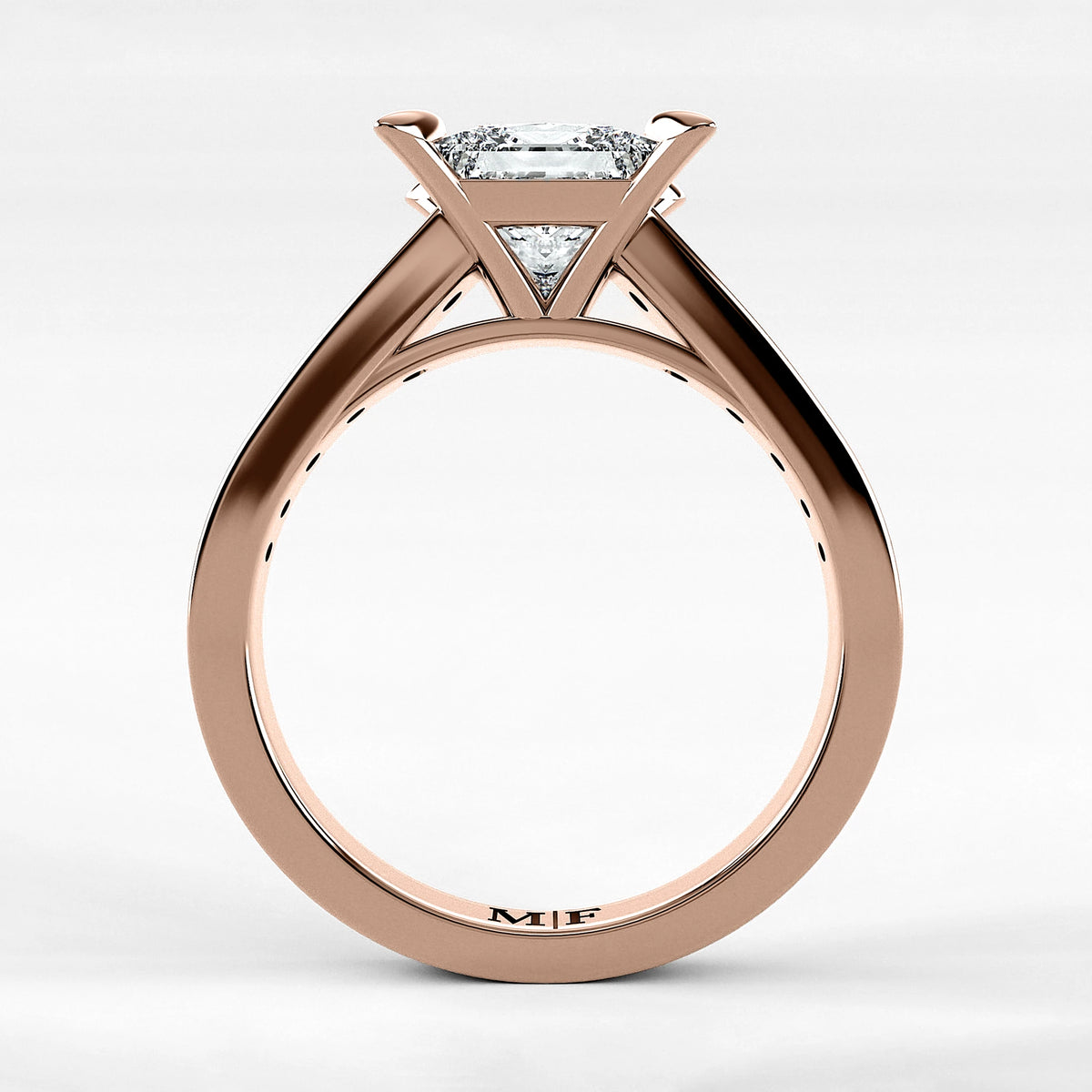 Anillo de Compromiso Trazo - Princess en oro rosa - vista 3