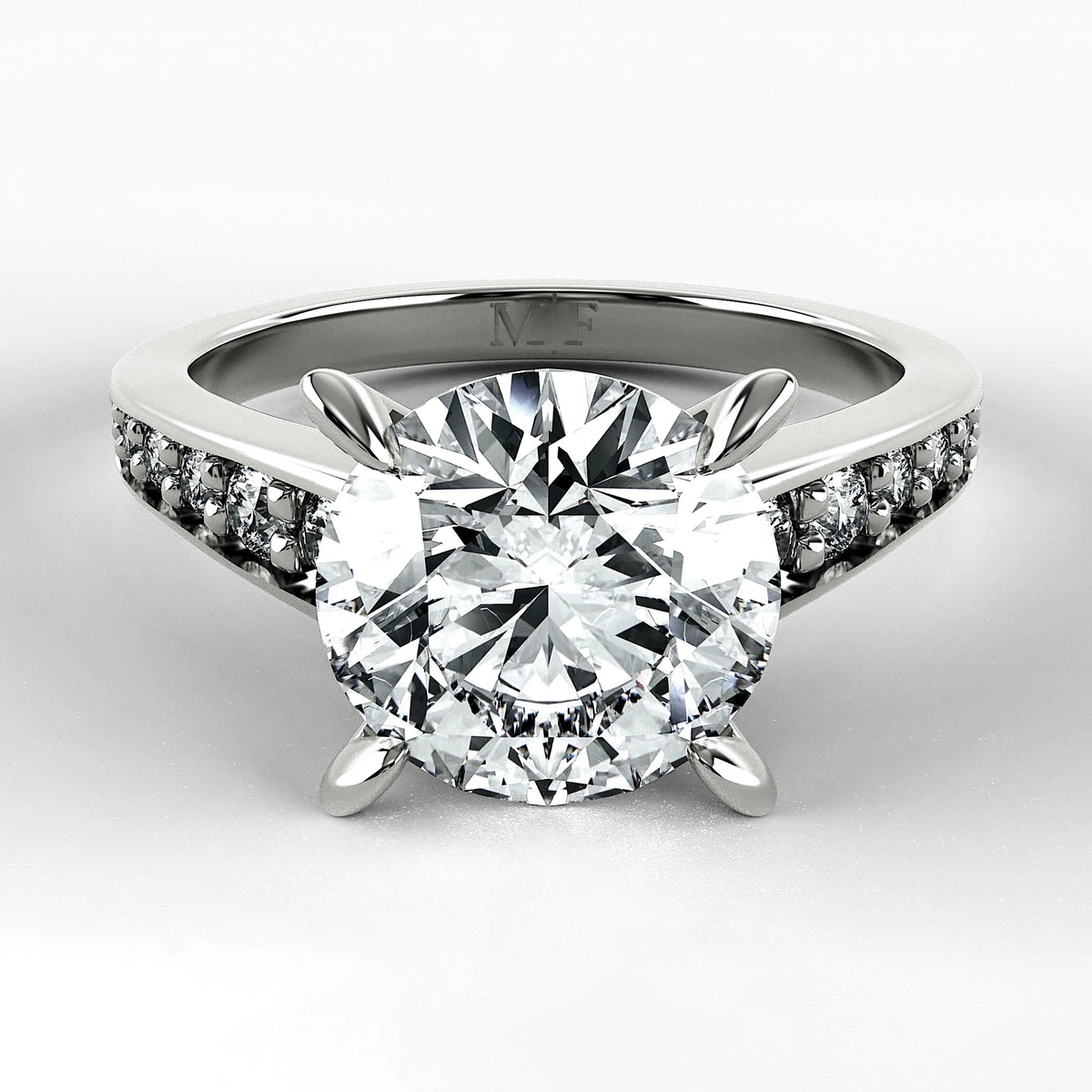 Anillo de Compromiso Trazo - Redondo en oro blanco - vista 1