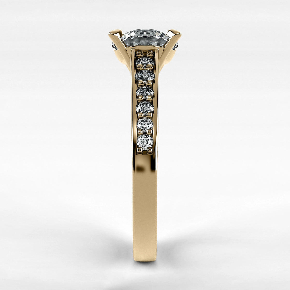 Anillo de Compromiso Trazo - Redondo en oro amarillo - vista 2