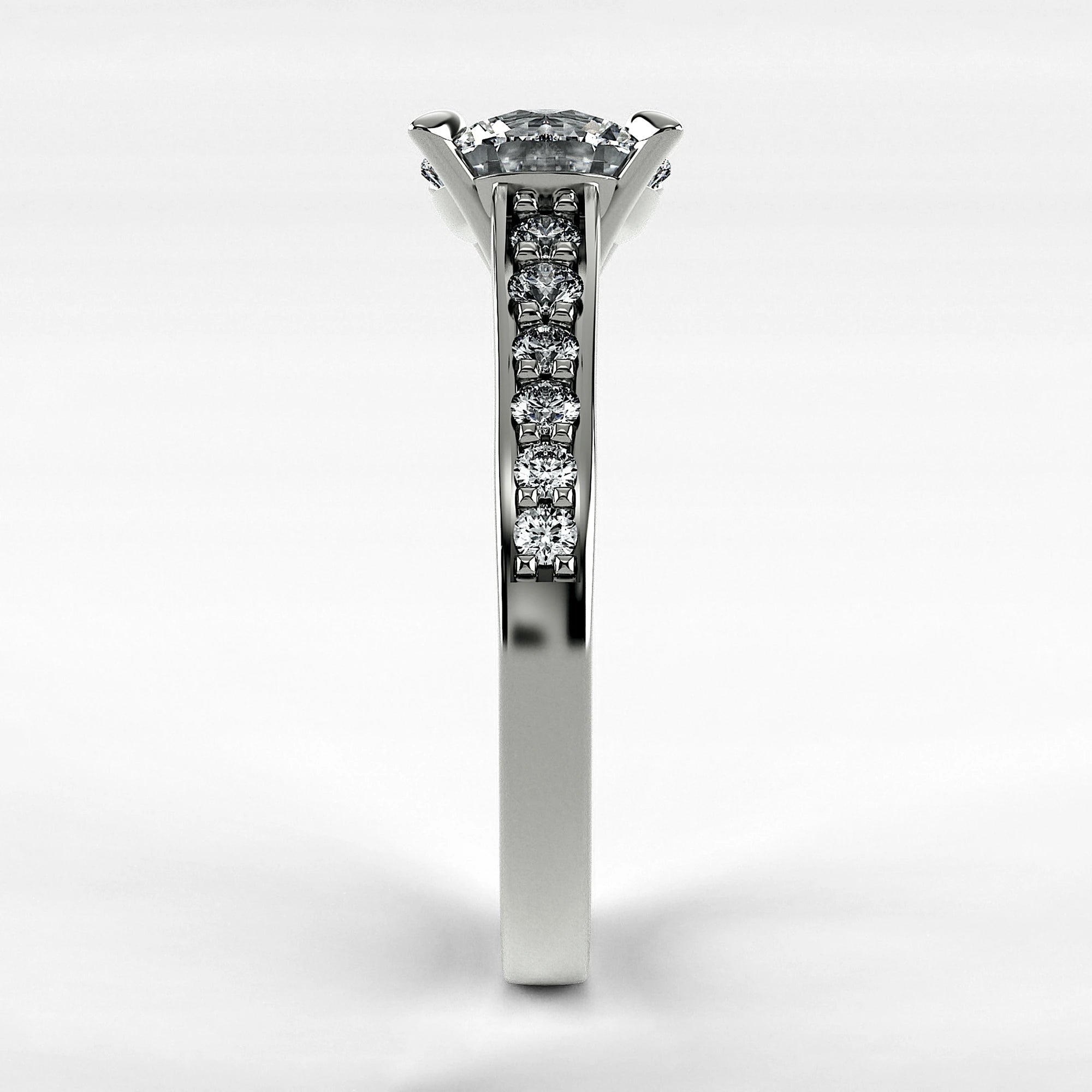 Anillo de Compromiso Trazo - Redondo en oro blanco - vista 2