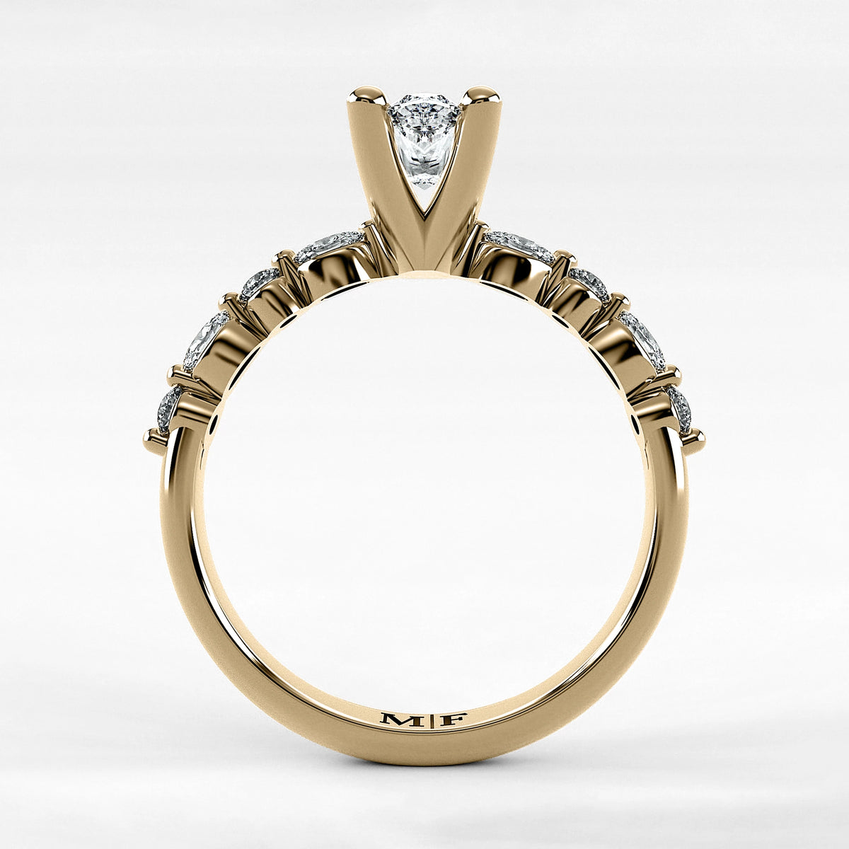 Anillo de Compromiso Intenso - Marquesa en oro amarillo - vista 3