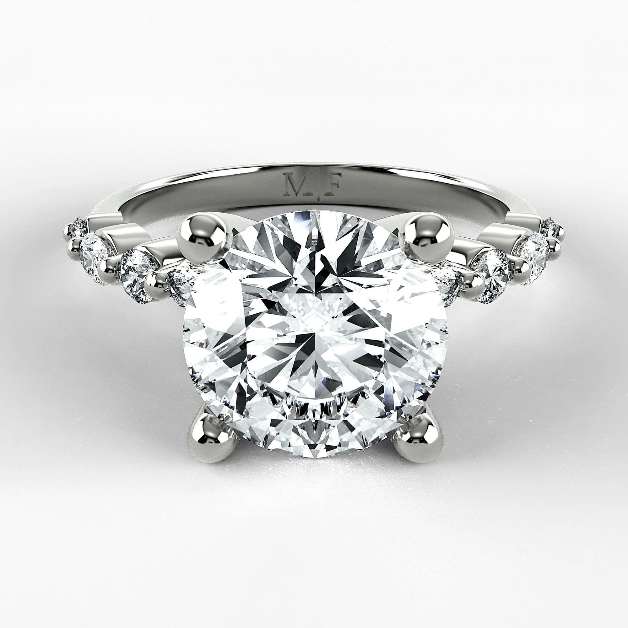 Anillo de Compromiso Intenso - Redondo en oro blanco - vista 1