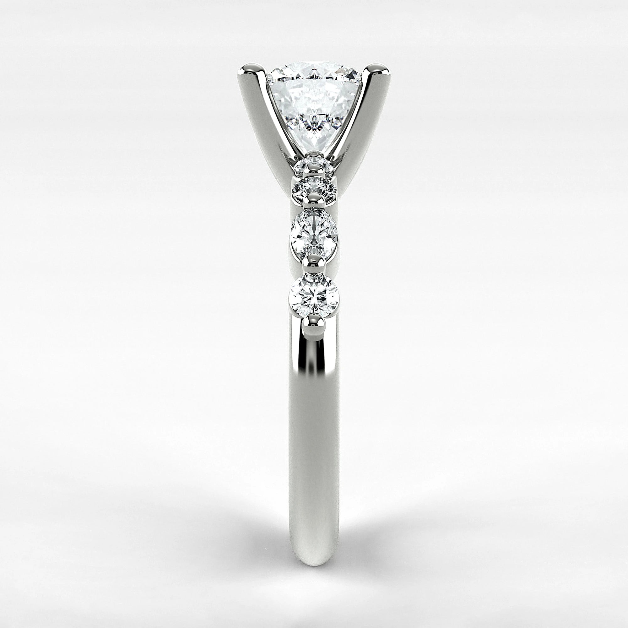 Anillo de Compromiso Intenso - Redondo en oro blanco - vista 2