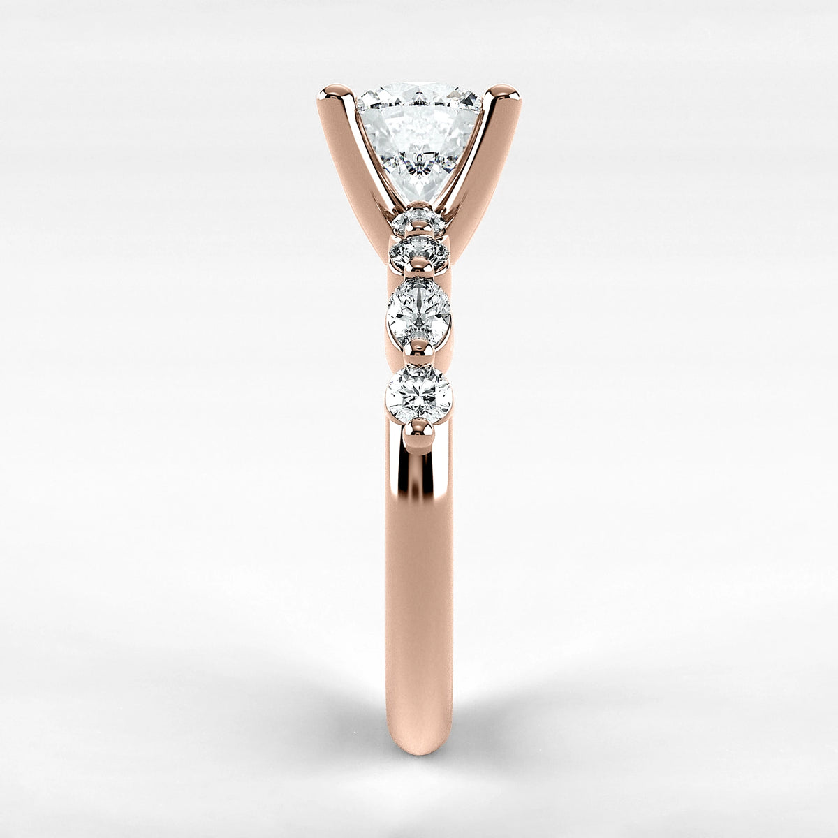 Anillo de Compromiso Intenso - Redondo en oro rosa - vista 2